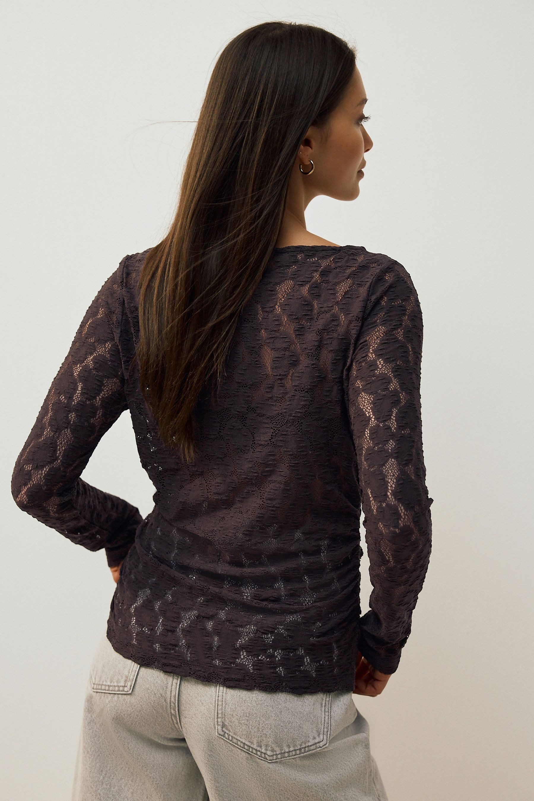 Next Langarmbluse Langarmoberteil mit U-Boot-Ausschnitt und Spitze (1-tlg) günstig online kaufen