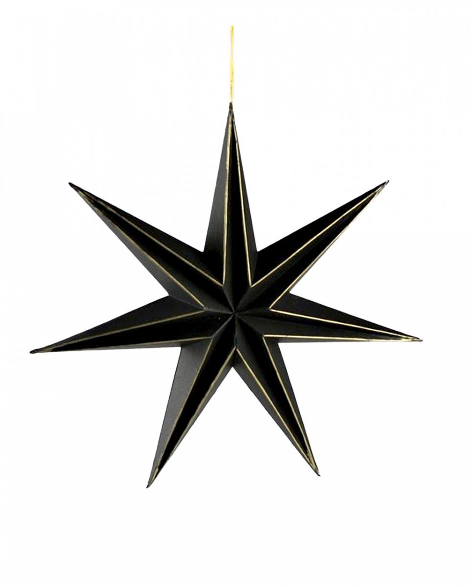 Hängedekoration Schwarz Goldener Gothic Deko Stern mit 7 Zacken 30