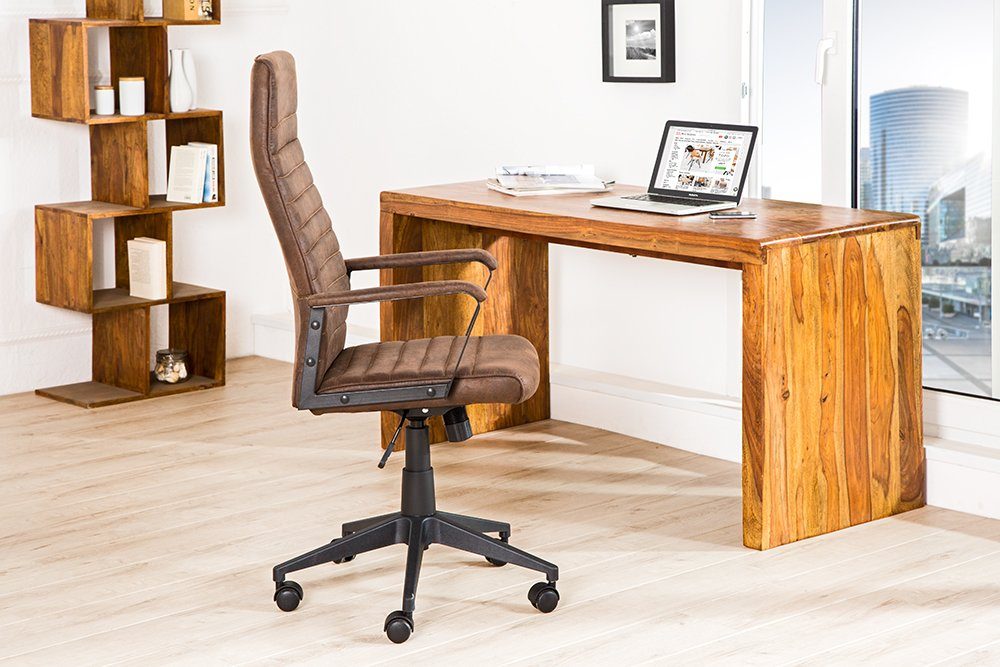 Schreibtischstuhl · St), vintage LAZIO Home · braun Laufrollen / höhenverstellbar Microfaser riess-ambiente Office Büro · · schwarz (1