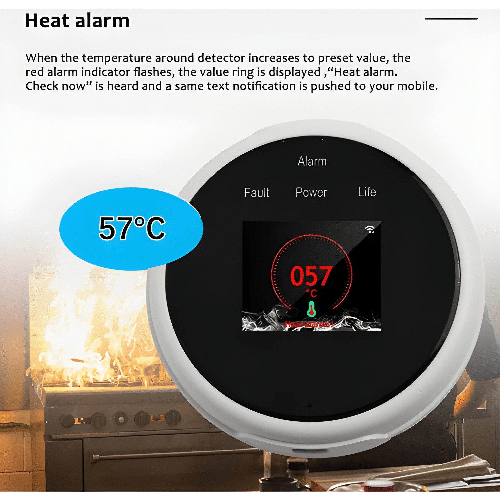 Athlix Wifi Gas Melder Detektor LED Anzeige APP Kontrolle Gasmelder (LCD, für Erdgas, Methan, Flüssiggas (LPG)
