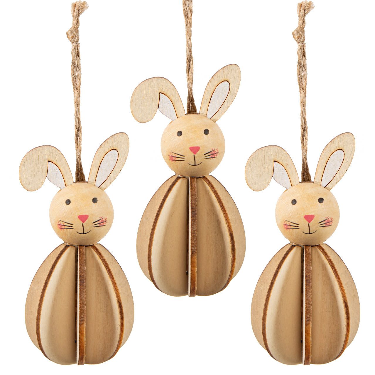 Hängedekoration 3 Osterhasen Holz Anhänger 10 cm Natur Osterdekoration Holzanhänger