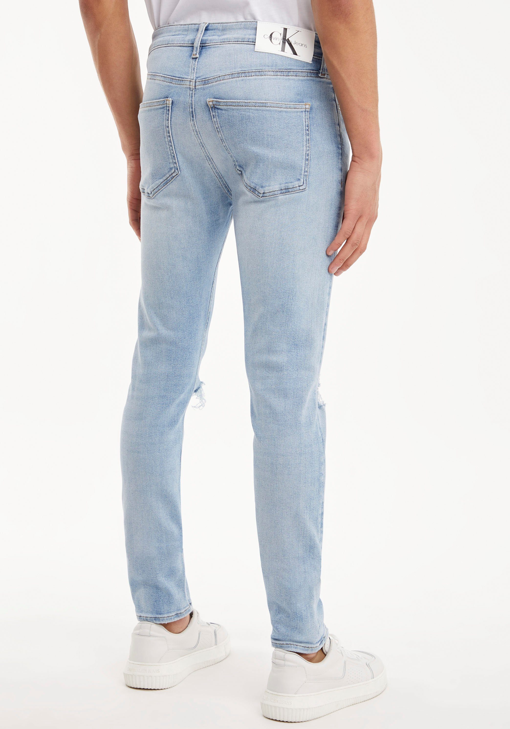 Calvin Skinny-fit-Jeans mit Leder-Badge Klein Jeans SKINNY Calvin Klein