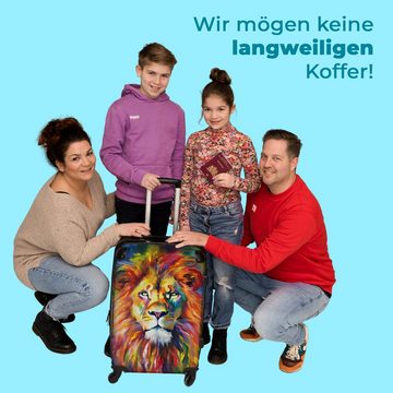 NoBoringSuitcases.com© Koffer Löwe - Ölgemälde - Kunst - Tiere 67x43x25cm, 4 Rollen, Mittelgroßer Koffer für Erwachsene, Reisekoffer