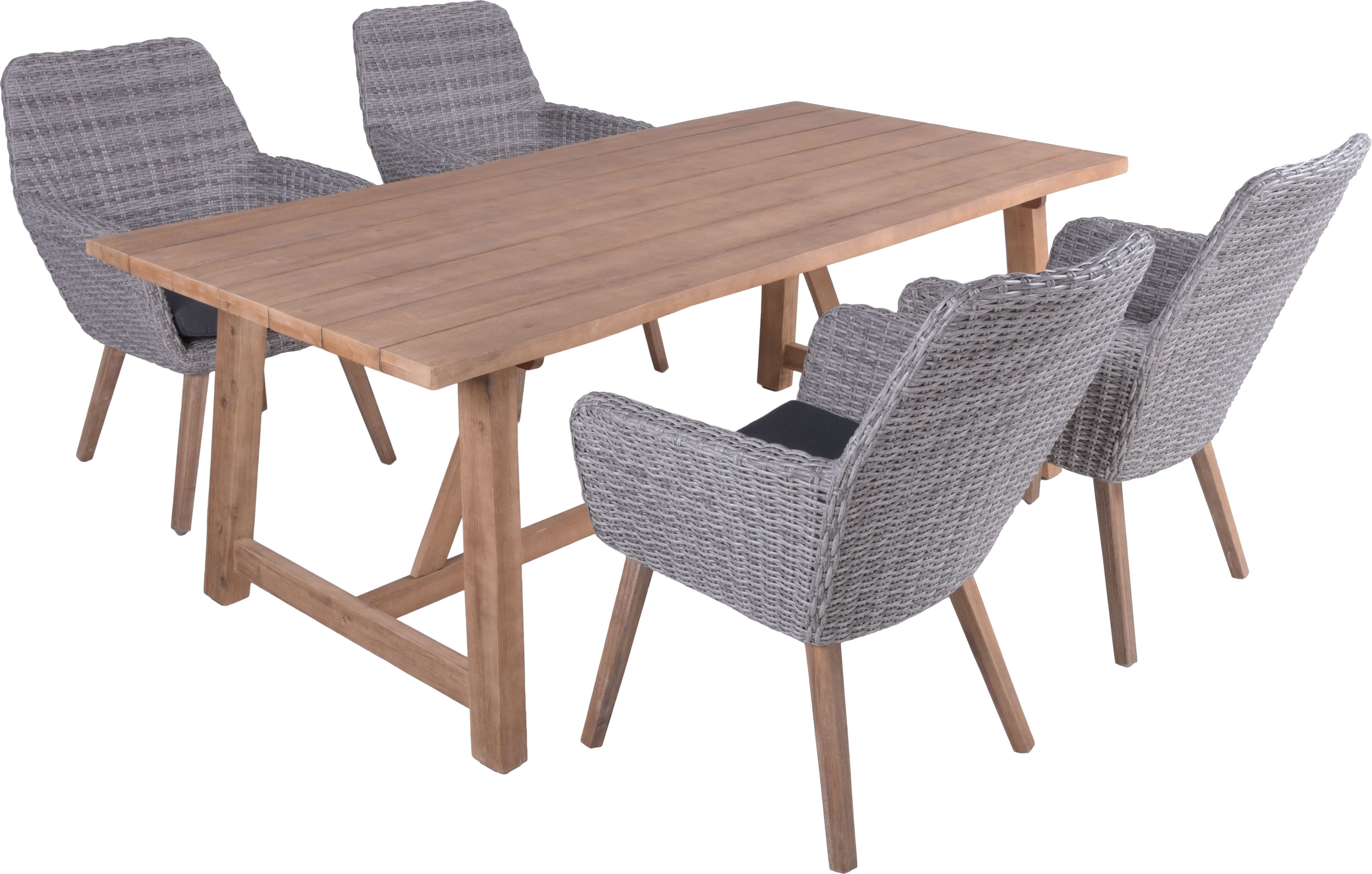 Garden Pleasure Garten-Essgruppe, Tischgruppe »OAKLAND/RAPALLO Set 01«, (Set), 4 Sessel, Tisch LxB: 200x100 cm, inkl Auflagen