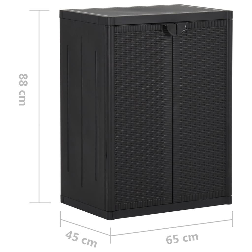 vidaXL Fächerschrank Gartenschrank Schwarz (1-St) Rattan-Optik 65x45x88 cm PP