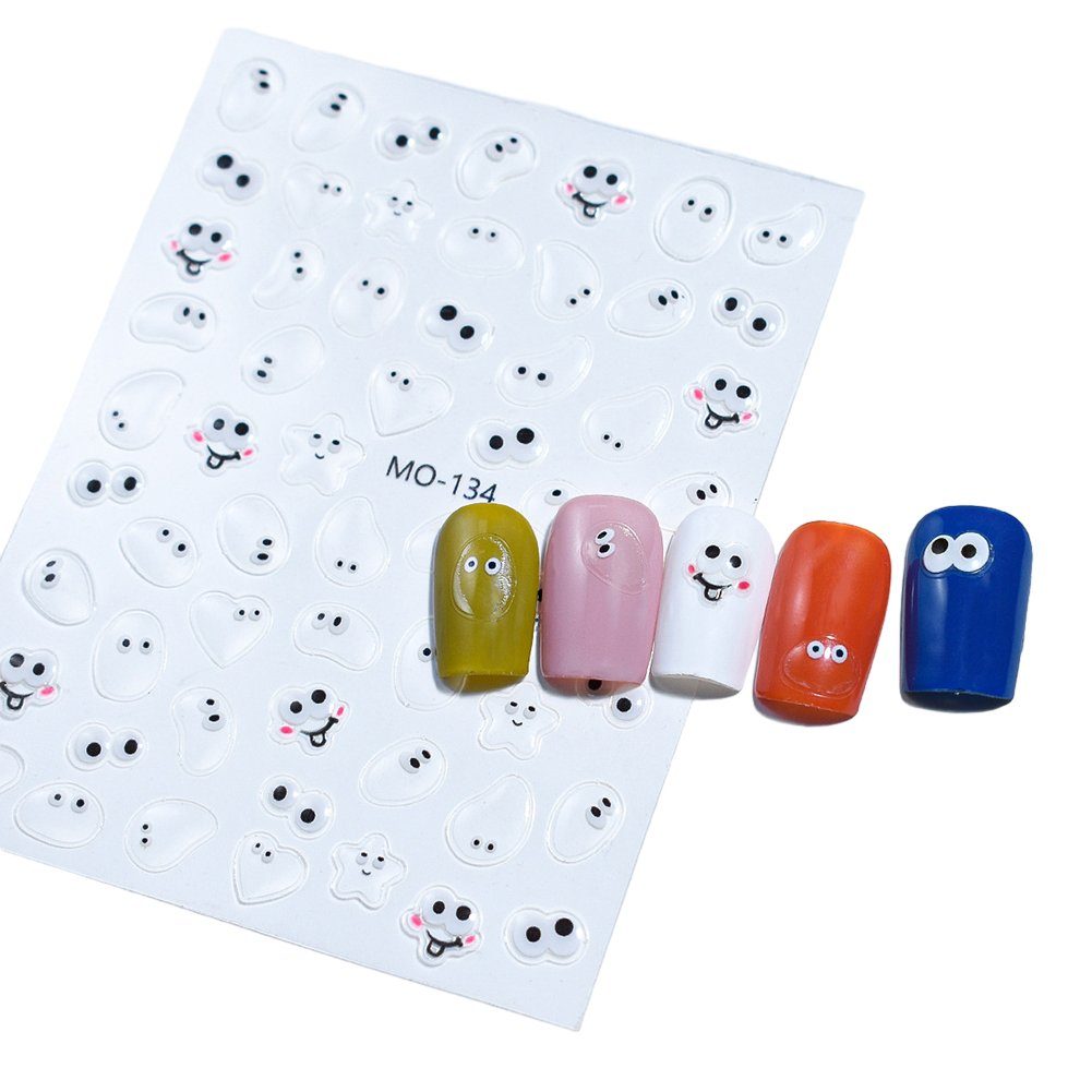 Natürliche Nail Sticker Face Modische DIY Nail Nail Nageldesign Blusmart Aufkleber Zubehör Funny Jelly Art, mo134