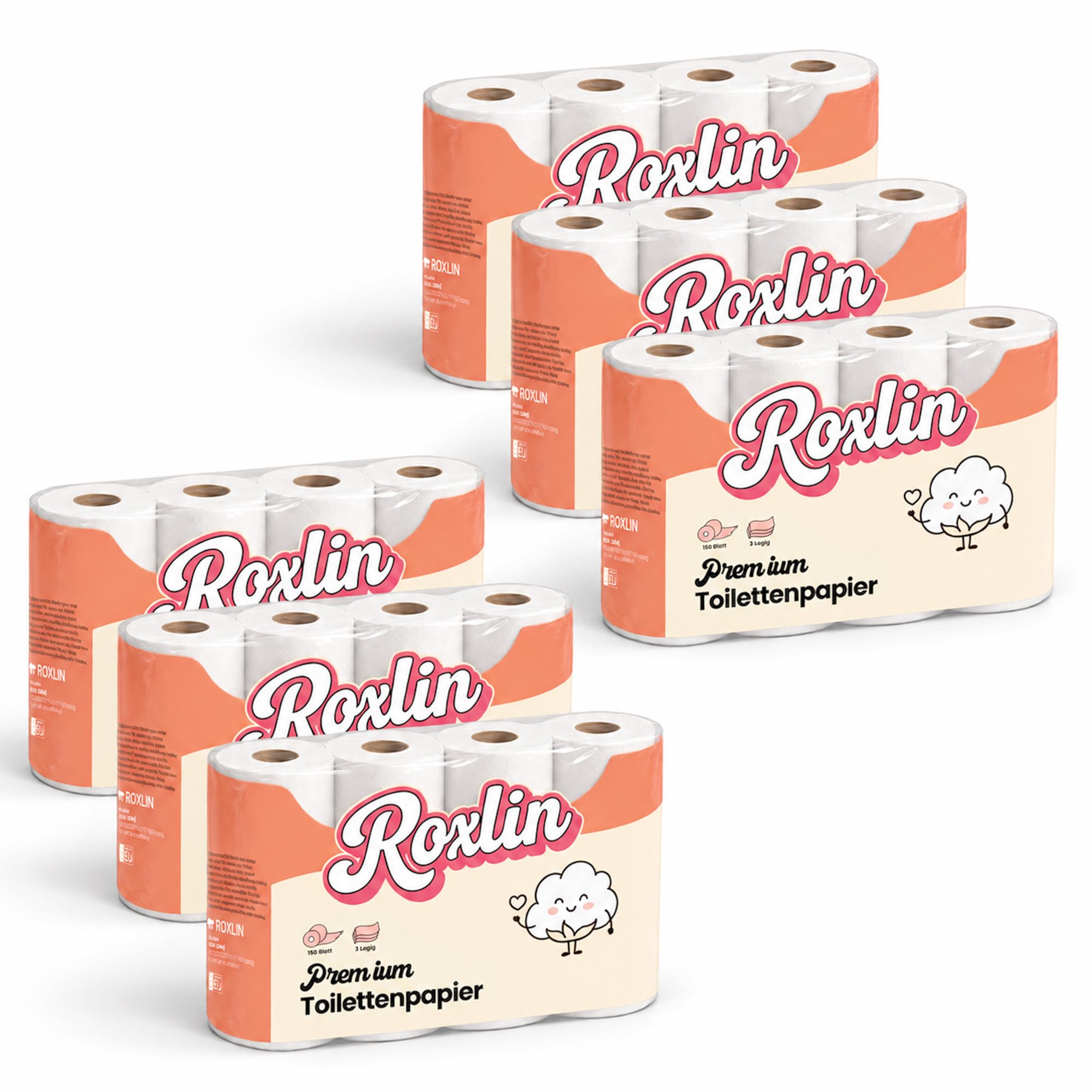 Roxlin Toilettenpapier Premium Toilettenpapier 3-lagig – Ultraweich & Hautfreundlich (48-St)