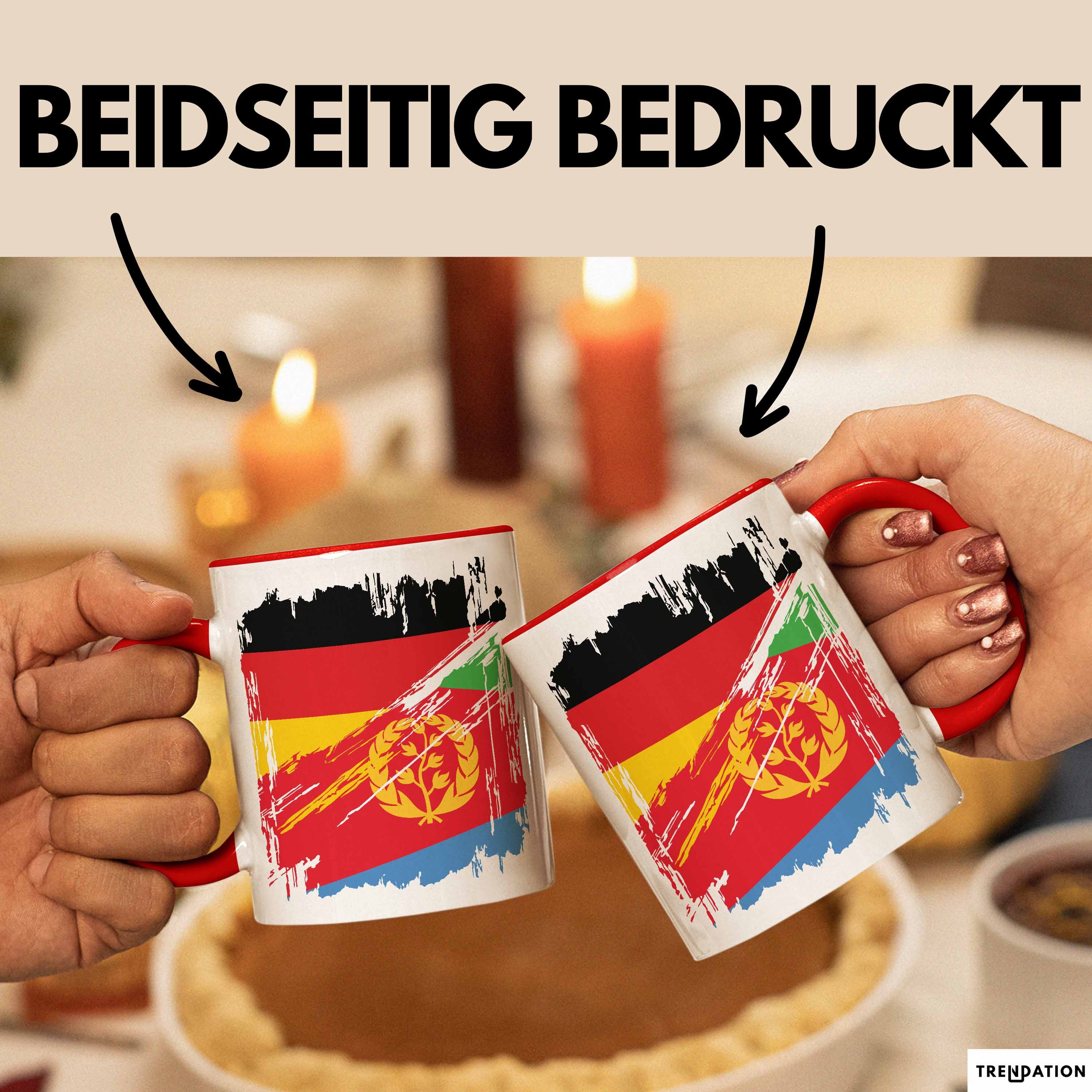 Trendation Tasse Eritrea Deutschland Flagge Halb Deutscher Halb Eritreer Fußball German