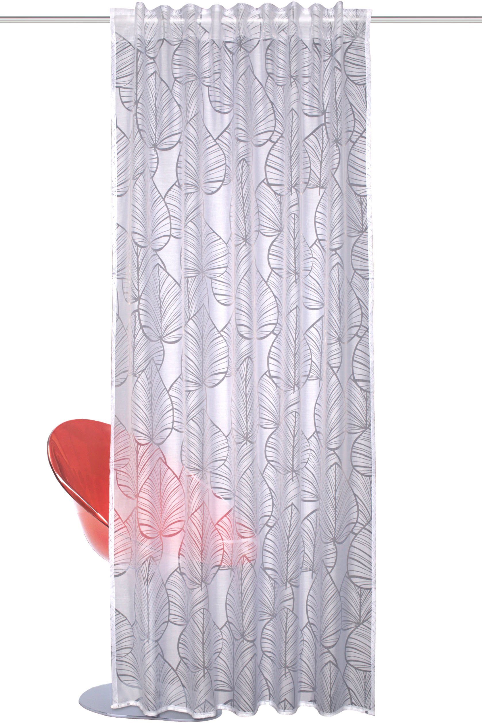 HOME WOHNIDEEN Vorhang BLATTANO (1 St), Multifunktionsband, transparent, Au günstig online kaufen