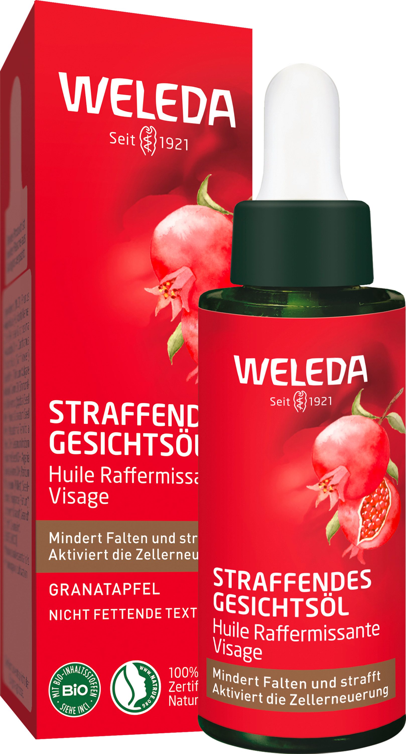 WELEDA Gesichtsöl Weleda Straffendes Gesichtsöl Granatapfel, aktiviert die Zellerneuerung und fettet nicht