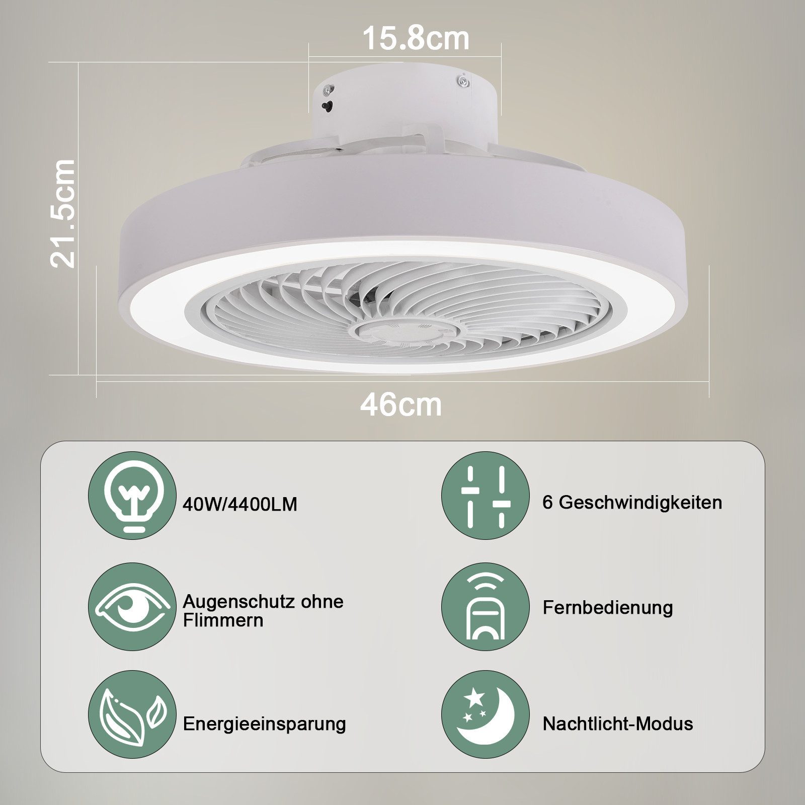 ZMH Deckenventilator Mit Beleuchtung Leise 6-Gang günstig online kaufen