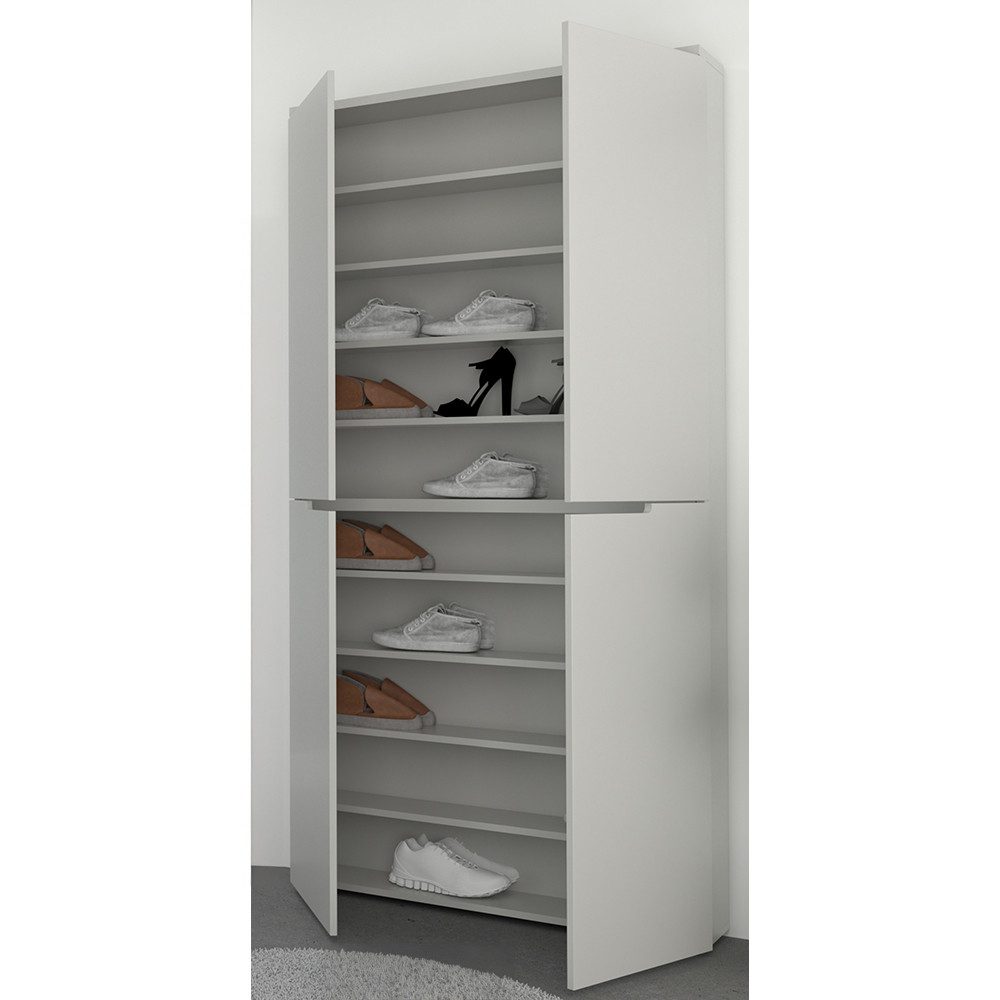 Lomadox Garderoben-Set BREDA-36, (Spar-Set, 5-St., Flurschrank Spiegel Ablage Garderobenpaneele), Grau hell Paneele mit Klapphaken Rillenoptik, inkl. Beleuchtung