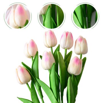 Kunstblumenstrauß 10 pcs Künstliche Blumen Tulpen, MAGICSHE, Realistische dekorative Blumen,Valentinstagsgeschenk