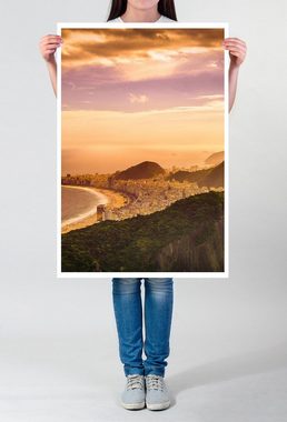 Sinus Art Poster 90x60cm Poster Copacabana Strand bei Sonnenaufgang Brasilien