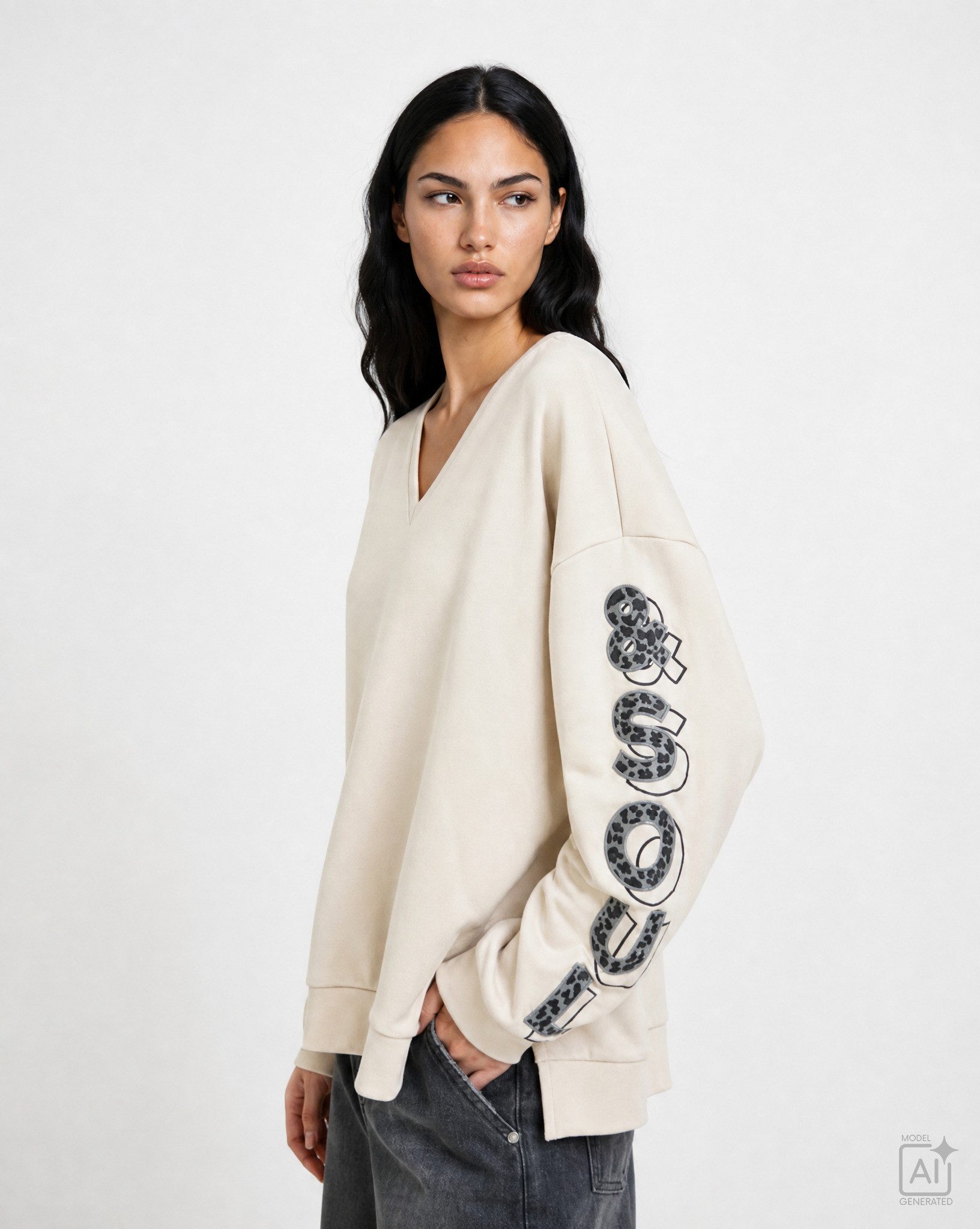 Smith & Soul Sweater mit überschnittener Schulter & Seitenschlitze