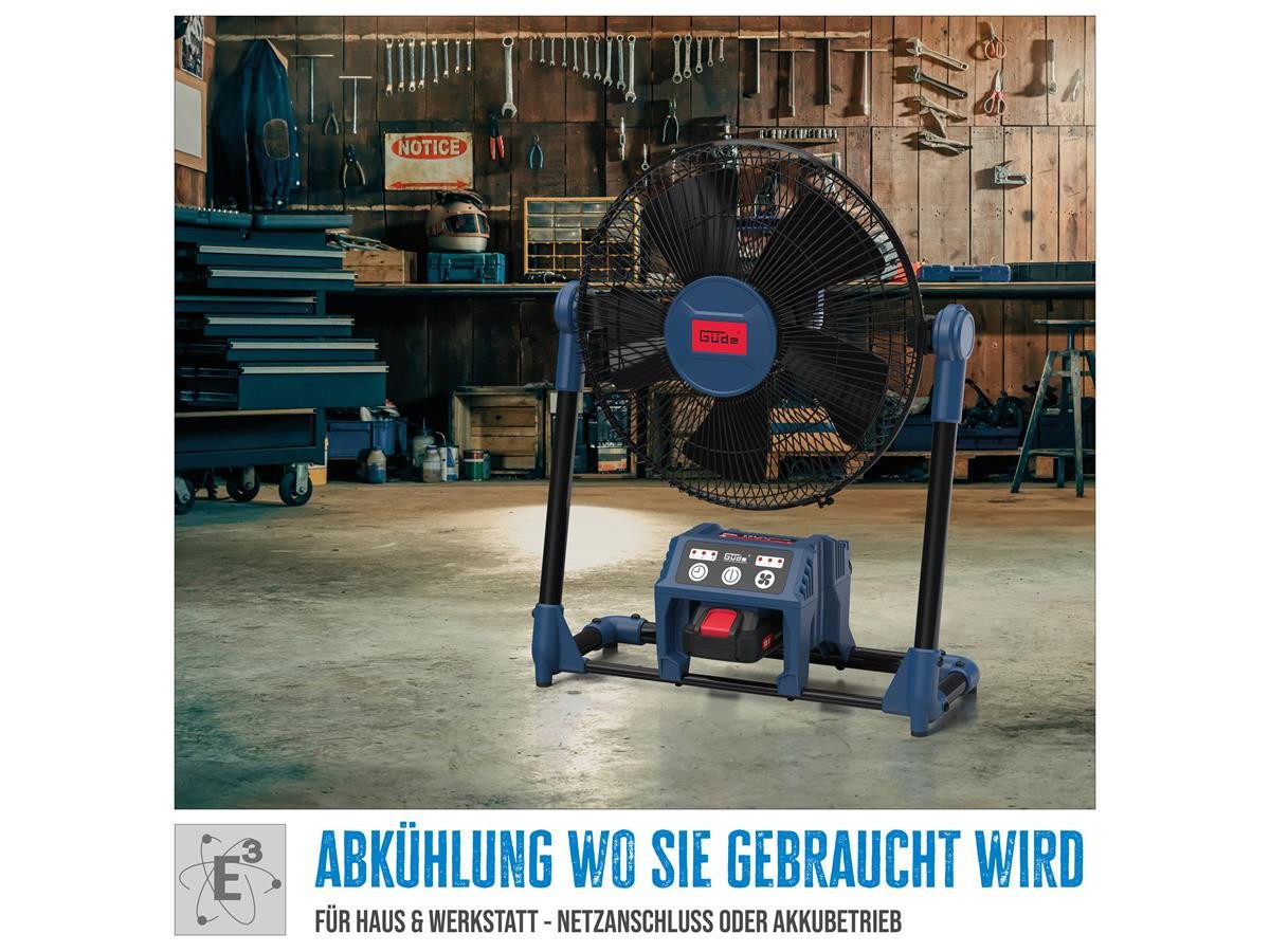 Güde Akku-Ventilator V 18-0 Solo, Akku- oder 230V Netzbetrieb - 2m Kabel - ohne Akku & Ladegerät