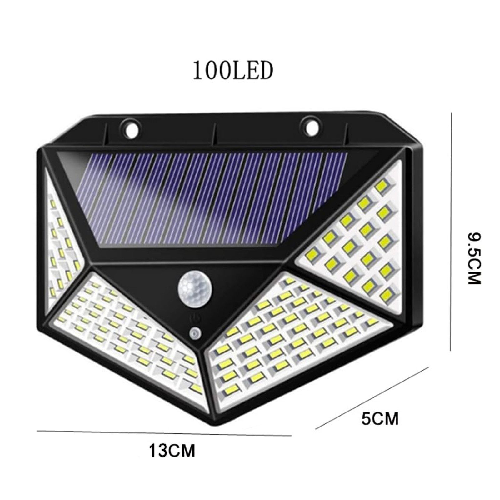 Rhein Beleuchtung LED Solarleuchte Solar Wandleuchte mit Bewegungssensor – 100 LED, 3 Modi, IP65, Solar Bewegungsmelder außen – Solarlampen für außen wasserdicht, LED fest integriert, Tageslichtweiß, Solar Außenlampe mit 120° Erkennung – kabellos & energiesparend