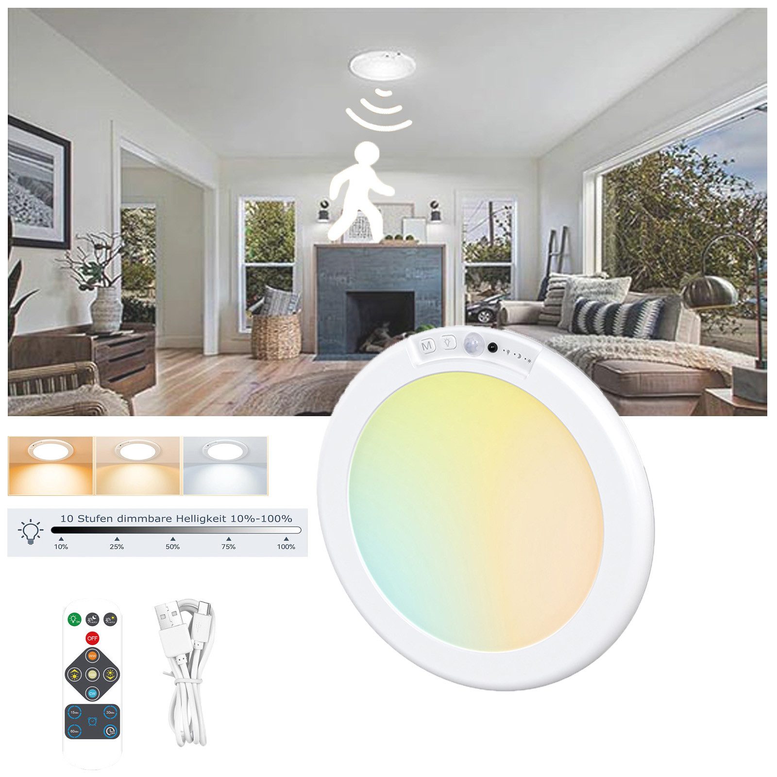 MUPOO LED Deckenleuchte Ultraflach Rund Deckenleuchte, günstig online kaufen