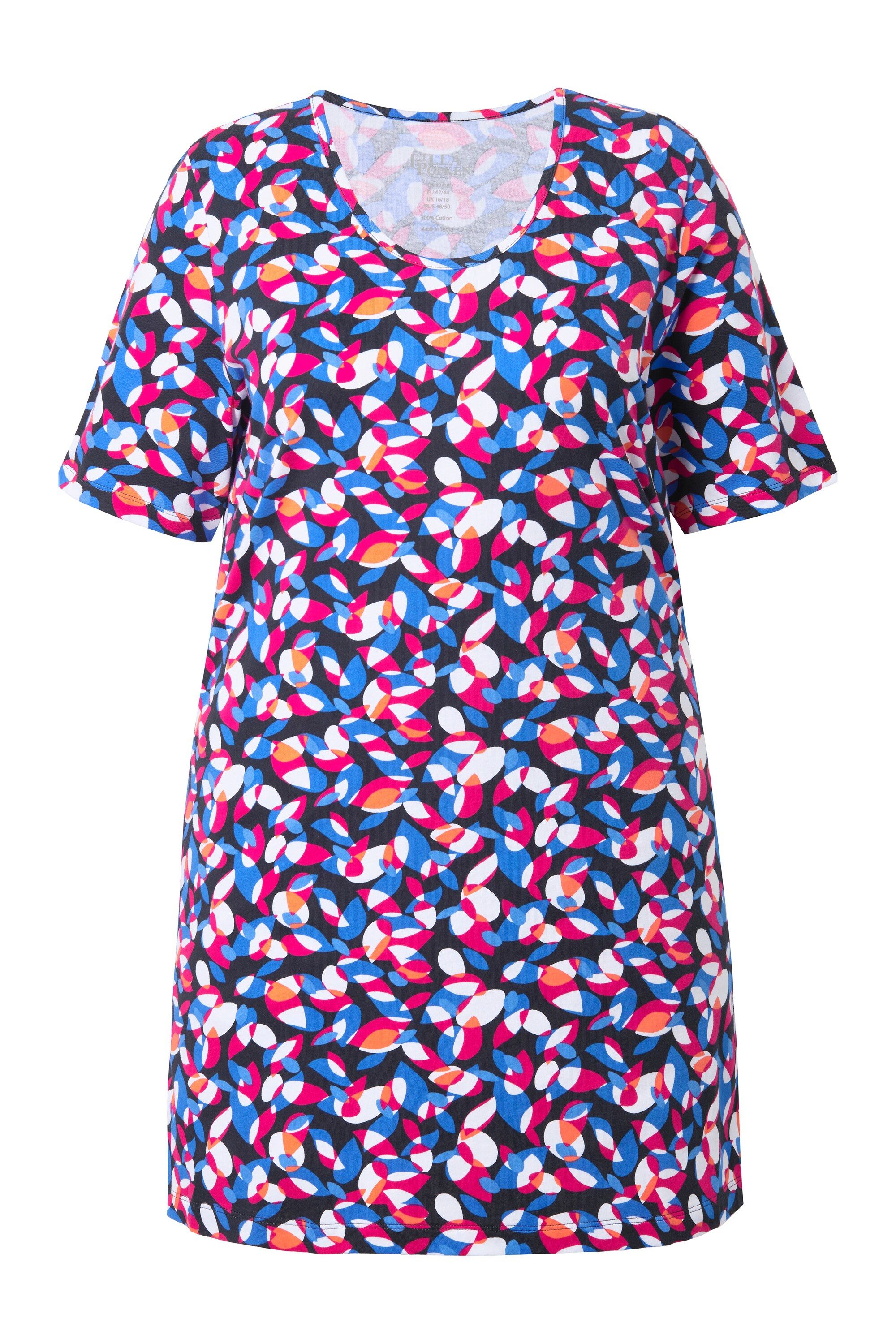 Ulla Popken Longshirt Longshirt grafischer Druck A-Linie Rundhals