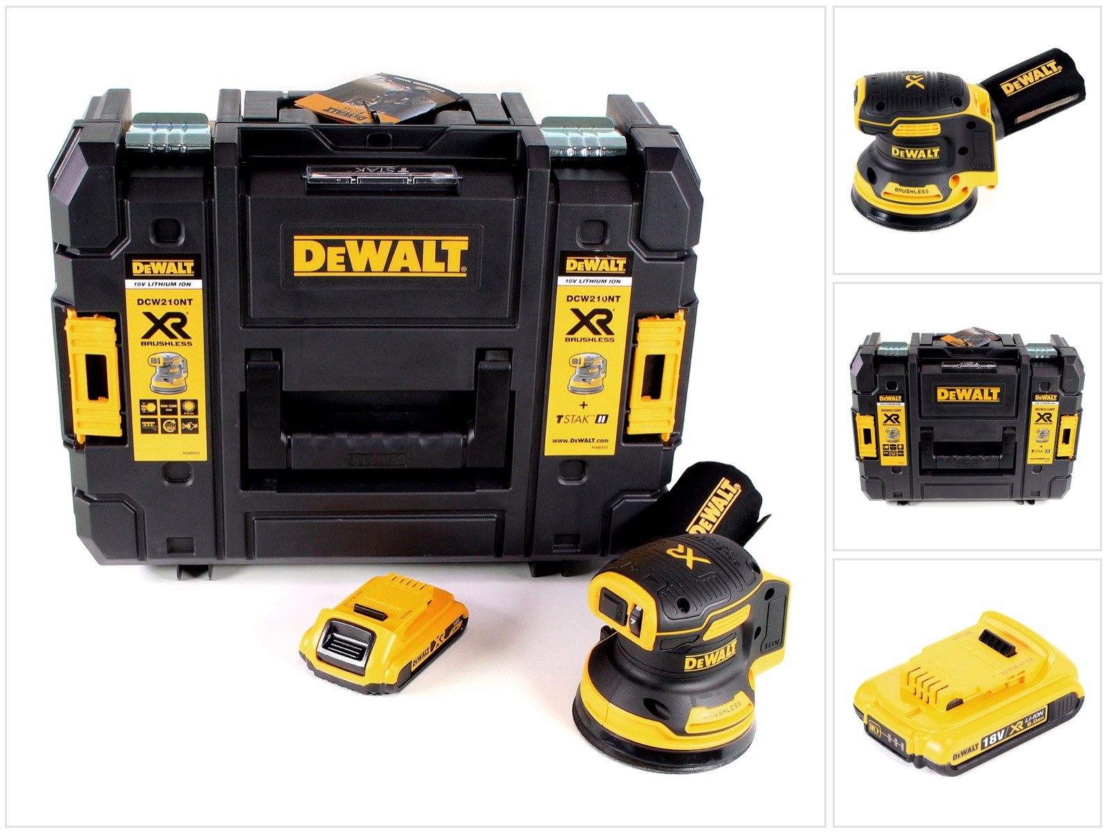 DeWalt Akku-Exzenterschleifer DCW 210 NT Brushless 18V 12.000U/min 125 mm + 1x Akku 2,0 Ah in TSTAK