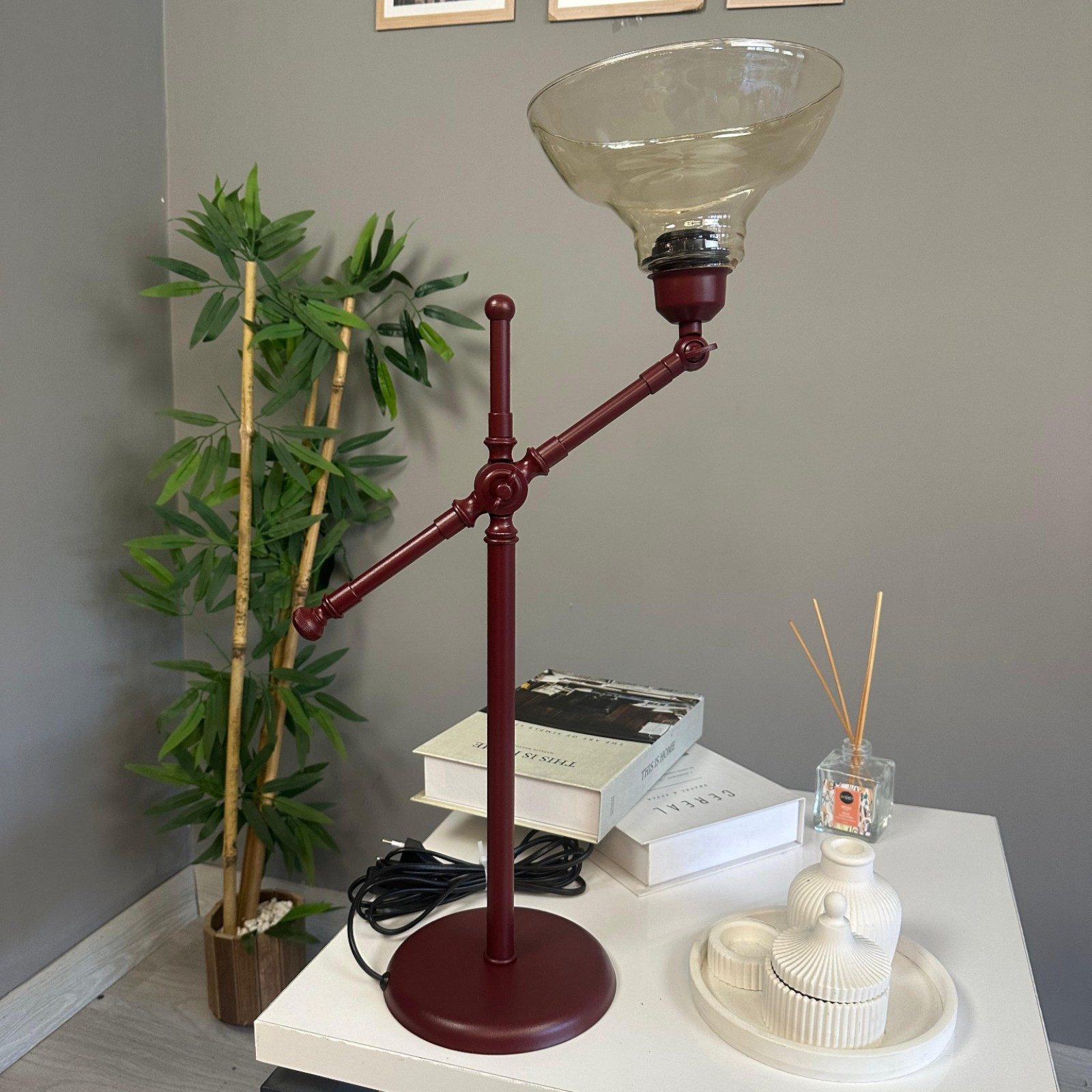 Bamyum Nachttischlampe Vishi Modern Glas Tischleute mit Kabel, ohne Leuchtmittel