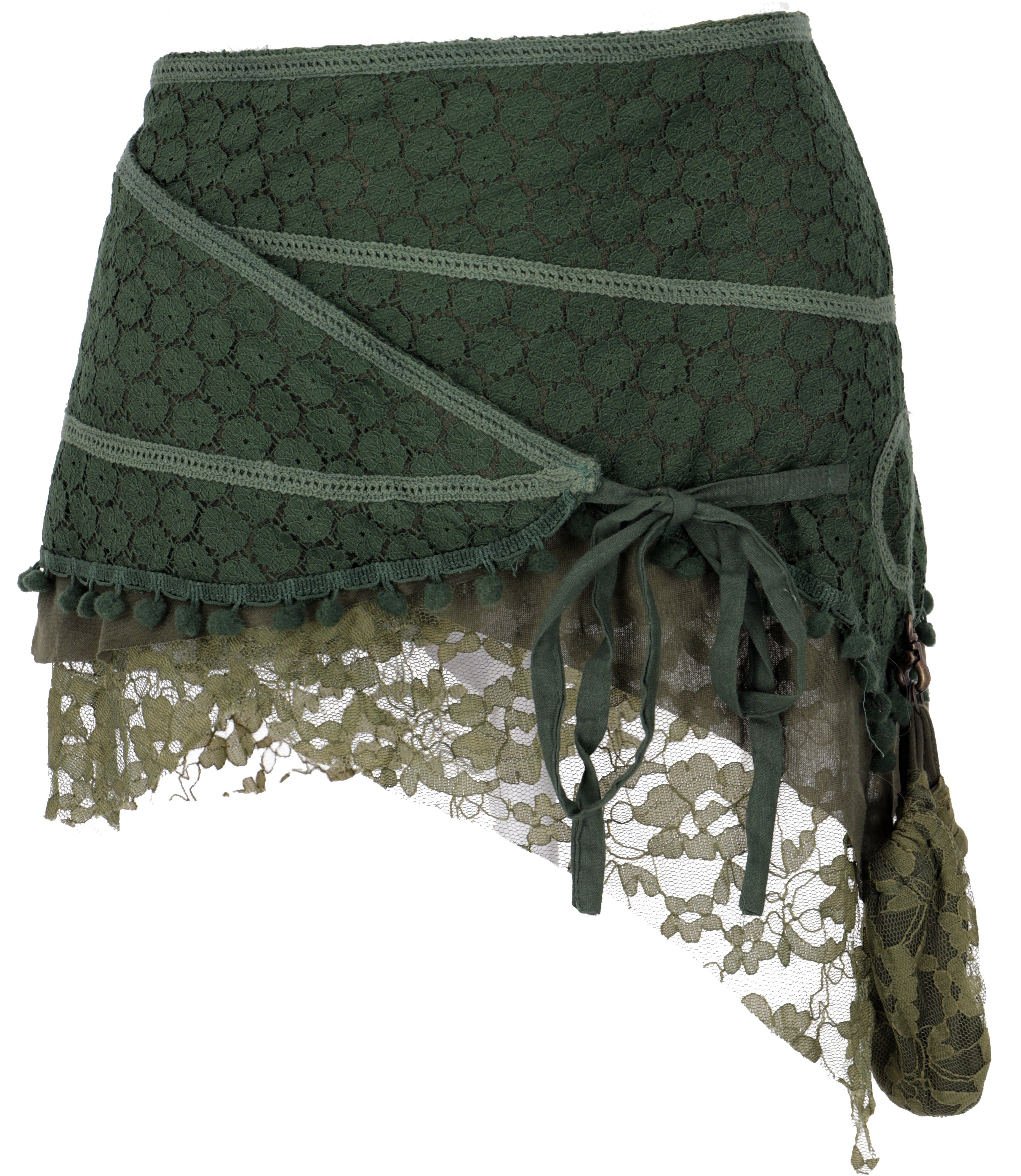 Guru-Shop Minirock Goa Minirock, Wickelrock, Cacheur - grün alternative Bek günstig online kaufen