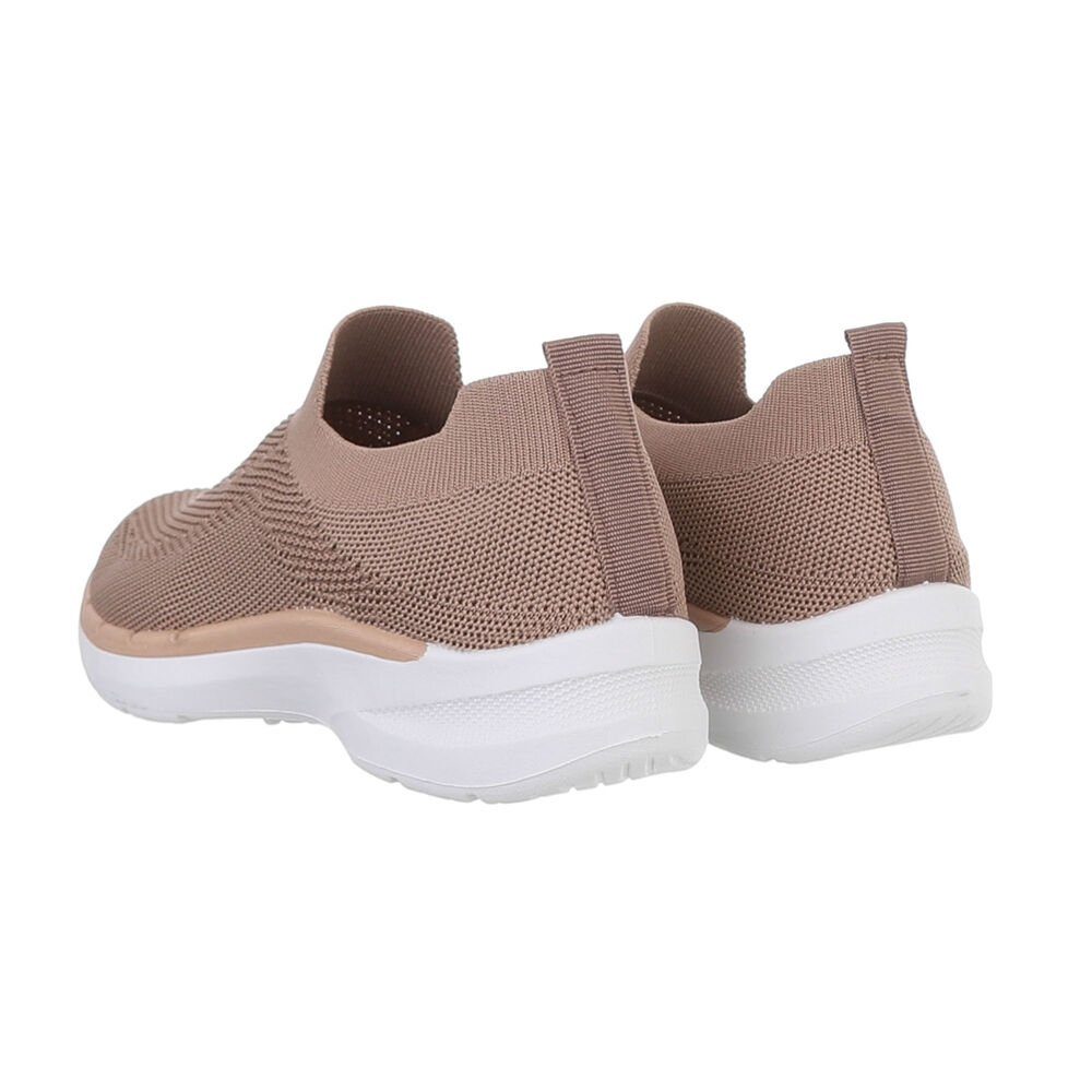 Sneaker Hellbraun Flach Freizeit Ital-Design Low in Damen Sneakers Low-Top