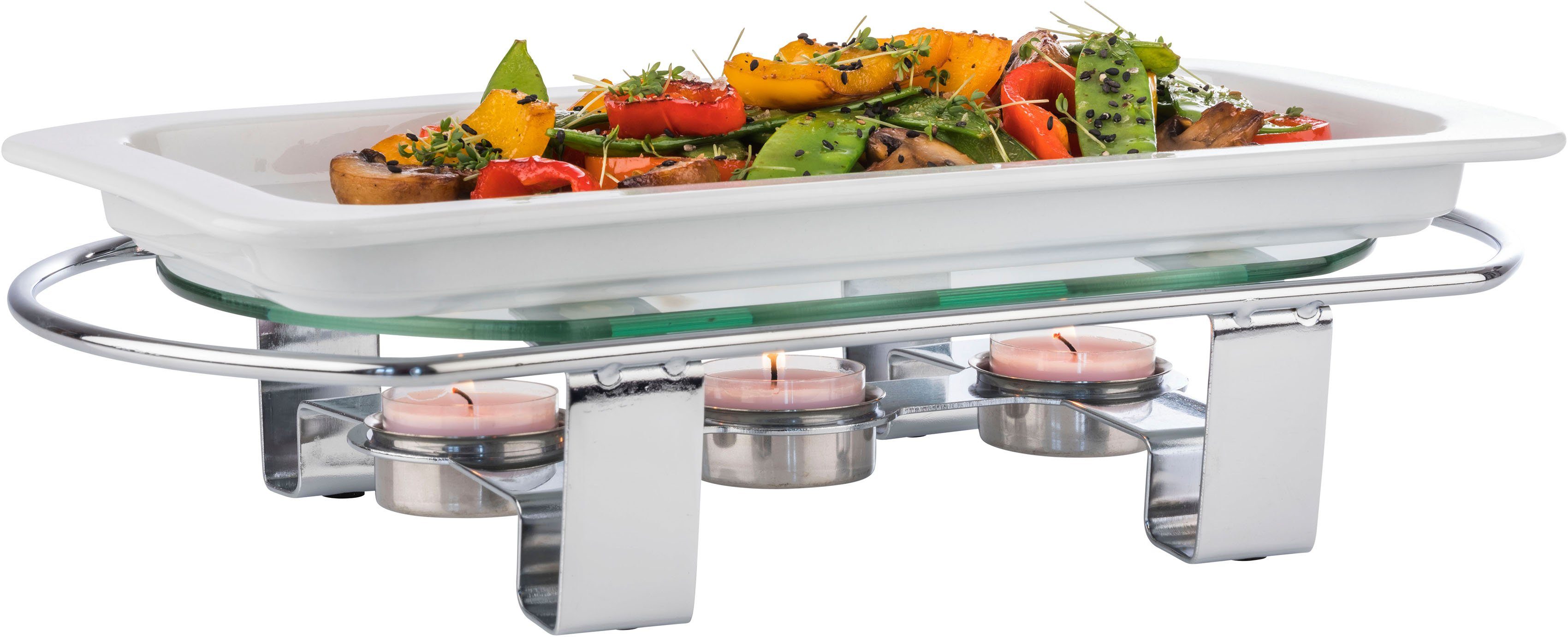 APS Stövchen, Metall/Glas, 3-flammig