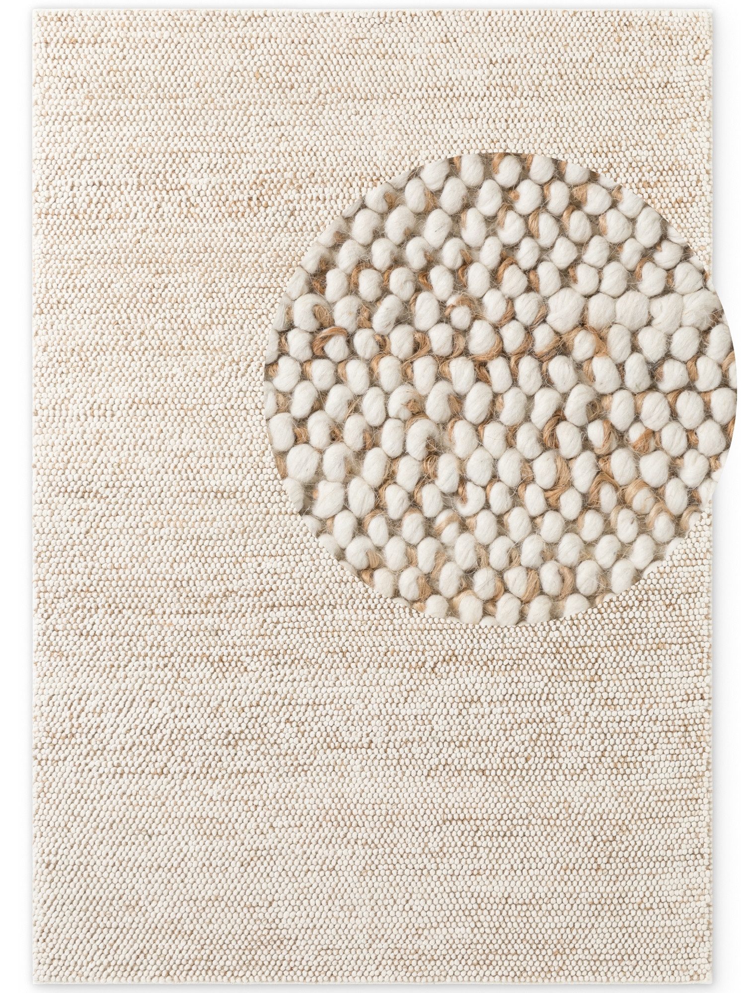 Villeroy & Boch Teppich Peas, rechteckig, Höhe: 18 mm, Handgewebt, Bouclé, Wolle, Jute, Natur, Läufer, Wohnzimmer, Skandi