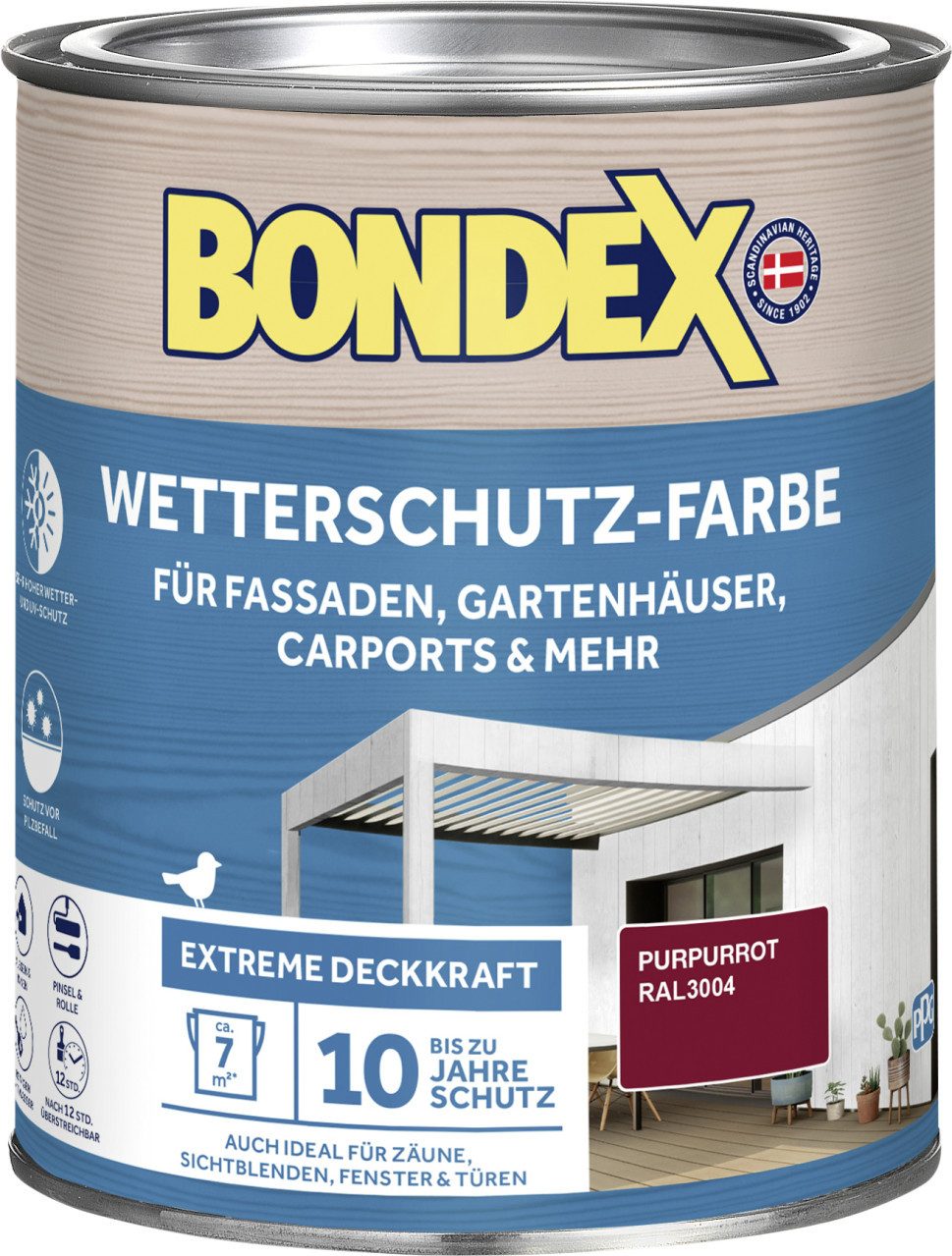 Bondex Holzschutzlasur Bondex Wetterschutzfarbe 0,75 L purpurrot