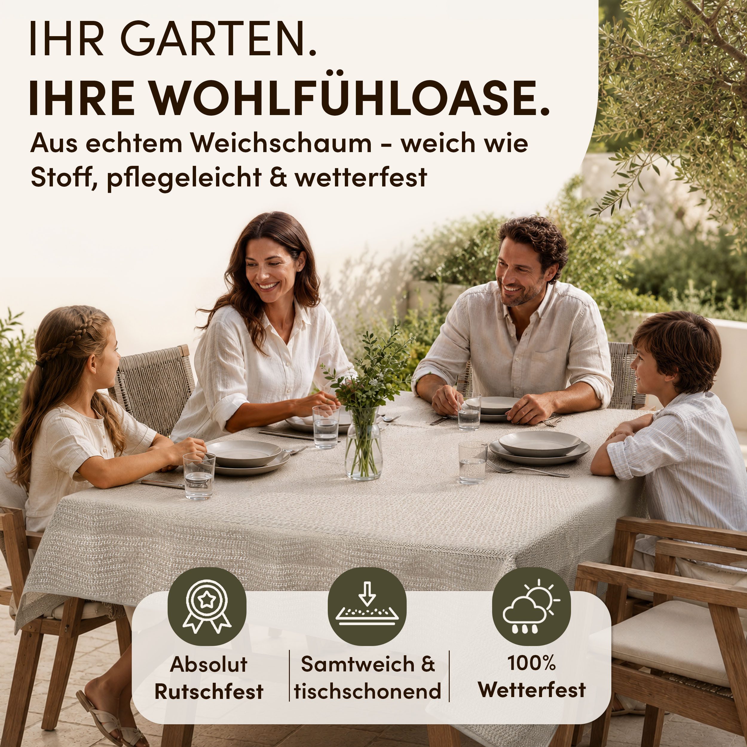 Stoffschmiede Gartentischdecke, Tischdecke Outdoor Wetterfest