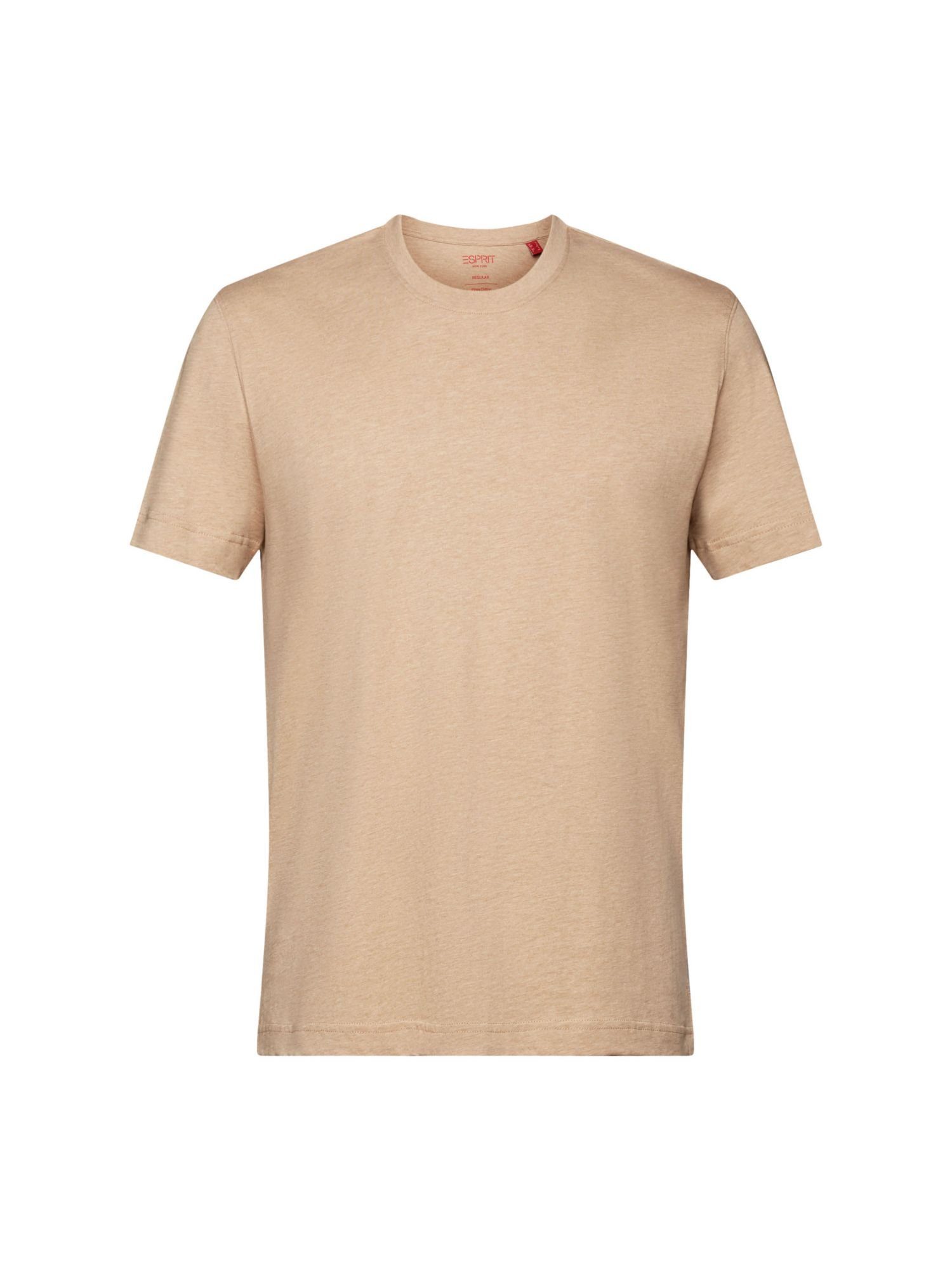 Esprit T-Shirt Rundhals-T-Shirt, 100 % Baumwolle (1-tlg) SAND
