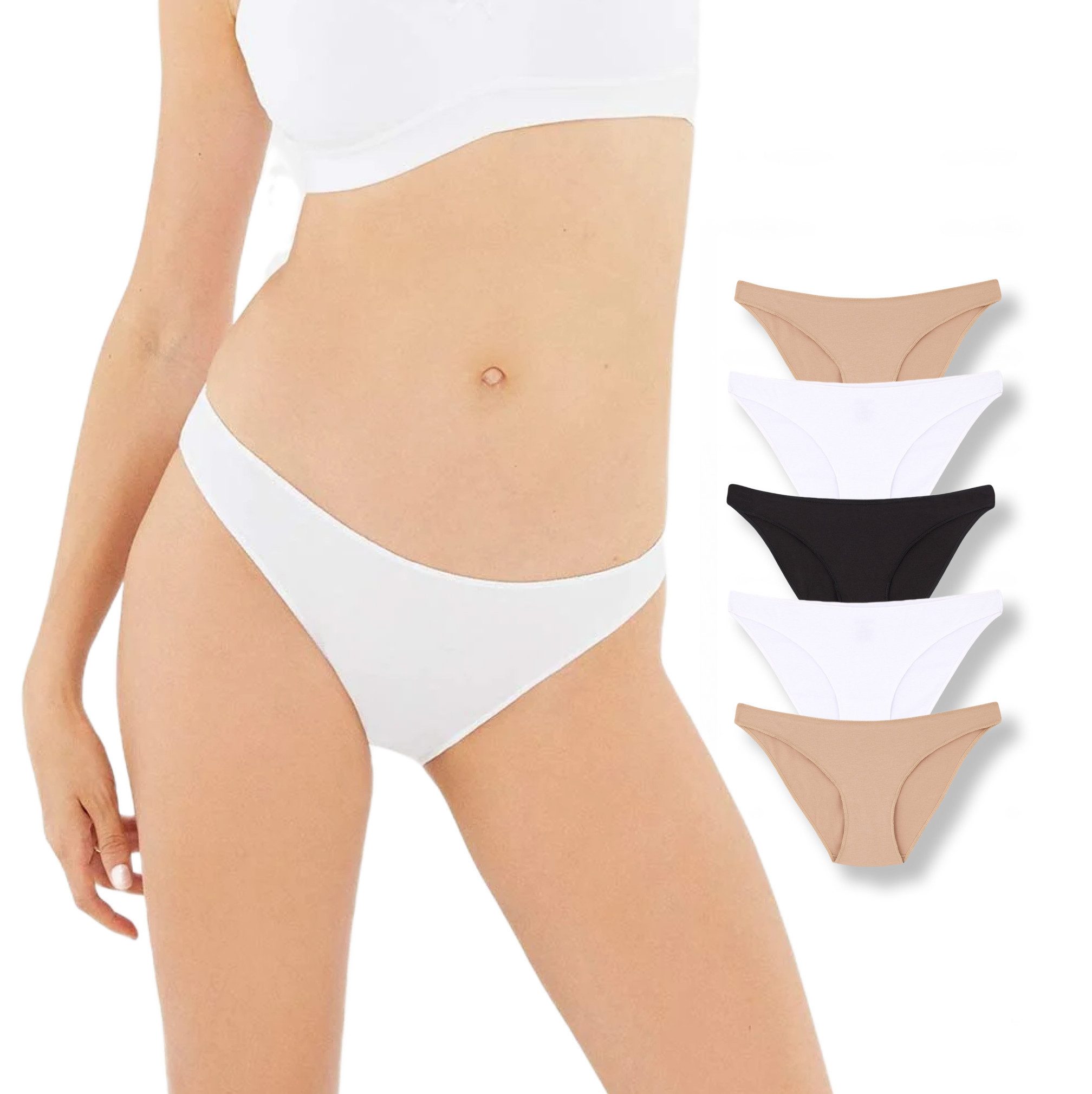 Dagi Bikinislip Klassische Baumwoll-Damenhöschen 5er pack Bequem Unterwäsch günstig online kaufen