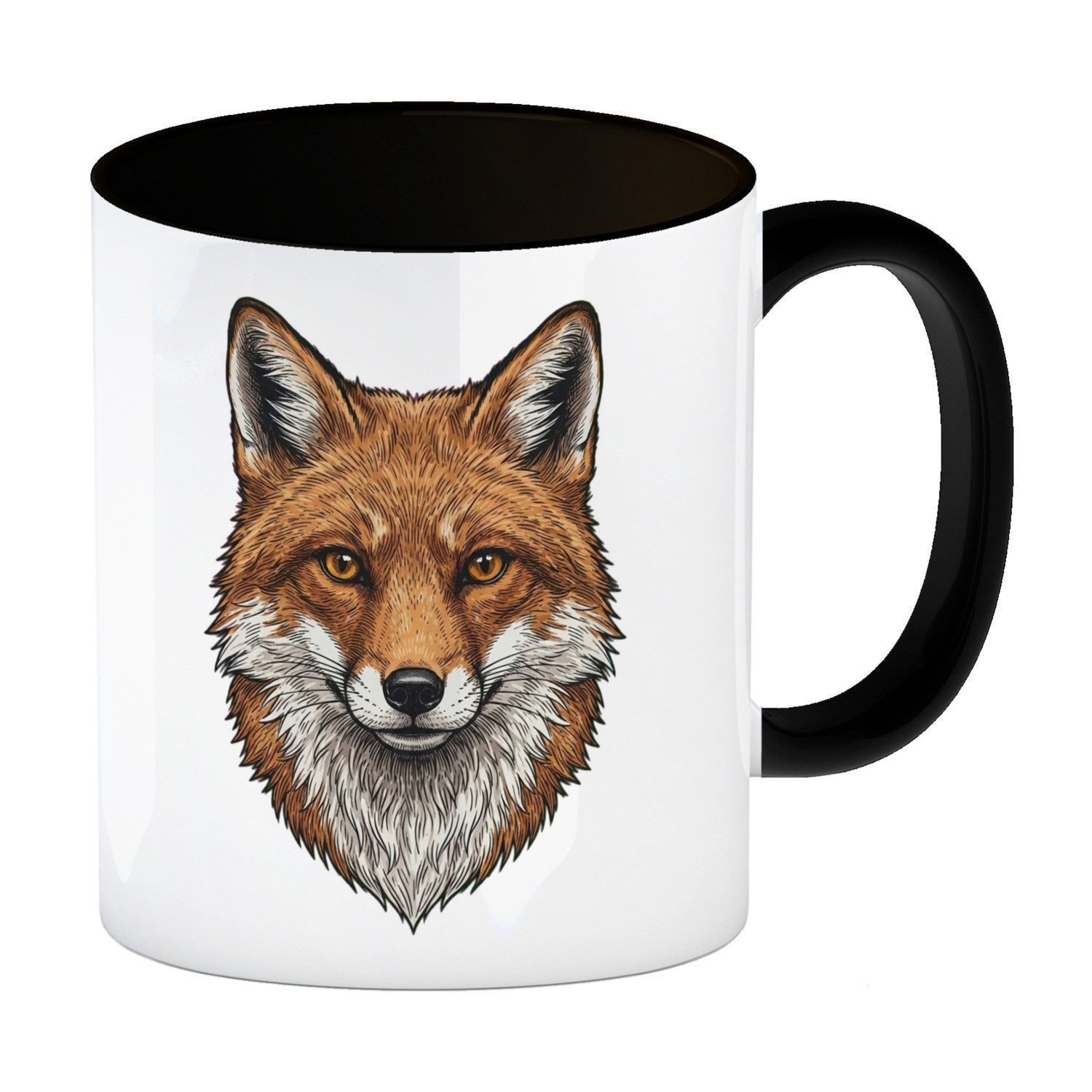speecheese Tasse Fuchs Kaffeebecher in schwarz für Naturliebhaber