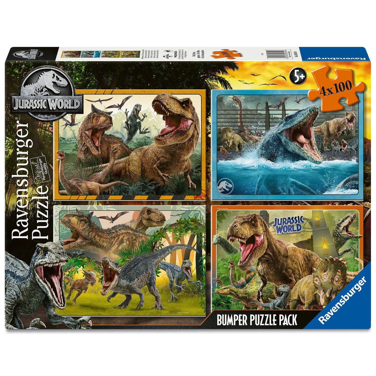 Ravensburger Puzzle Kinderpuzzle 4x100 Teile - Jurassic Park - Willkommen in der..., 100 Puzzleteile