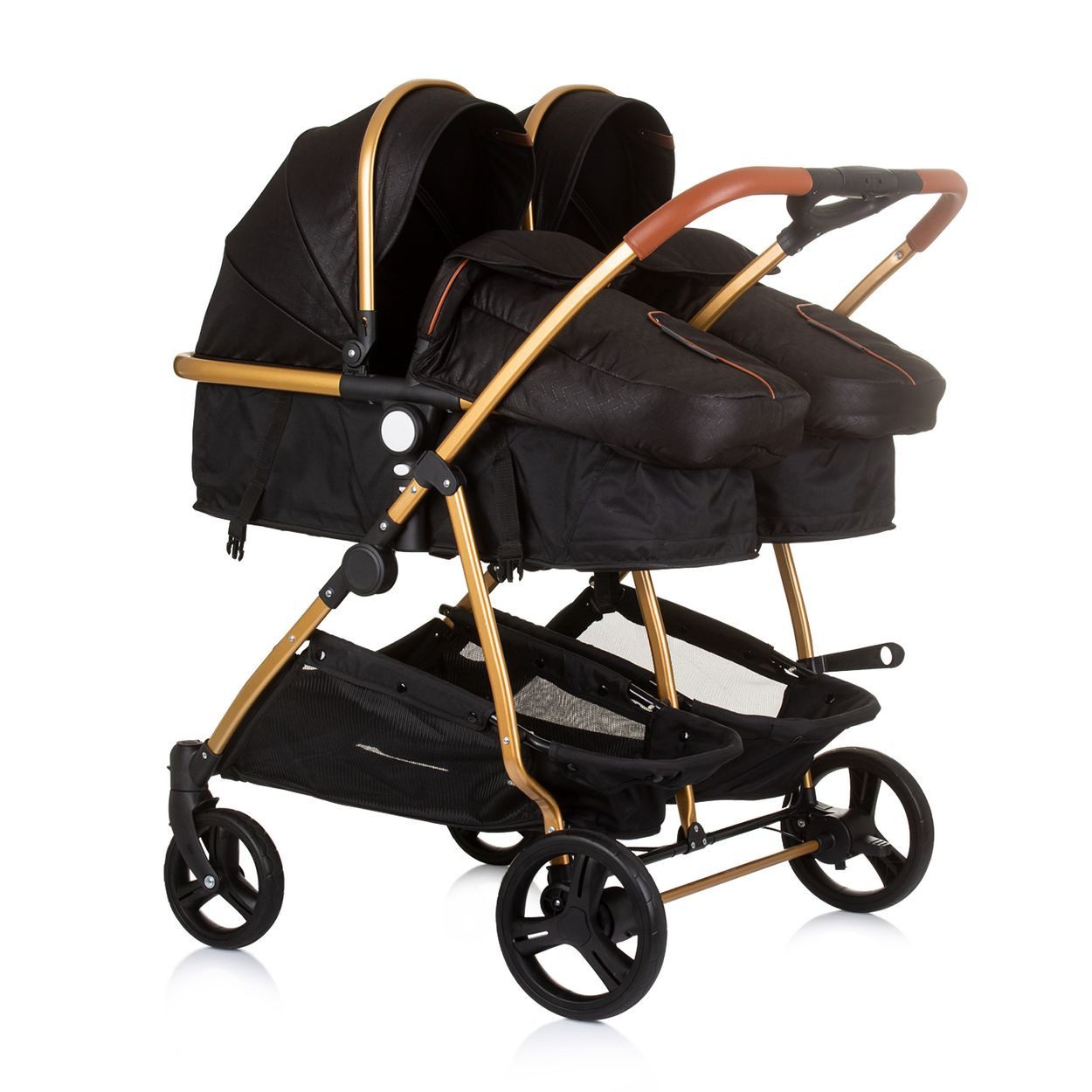 Chipolino Geschwisterwagen Duo Smart, klappbar, umbaubar, verstellbar, Fußsack, EVA-Reifen, Sicherheitsgurt