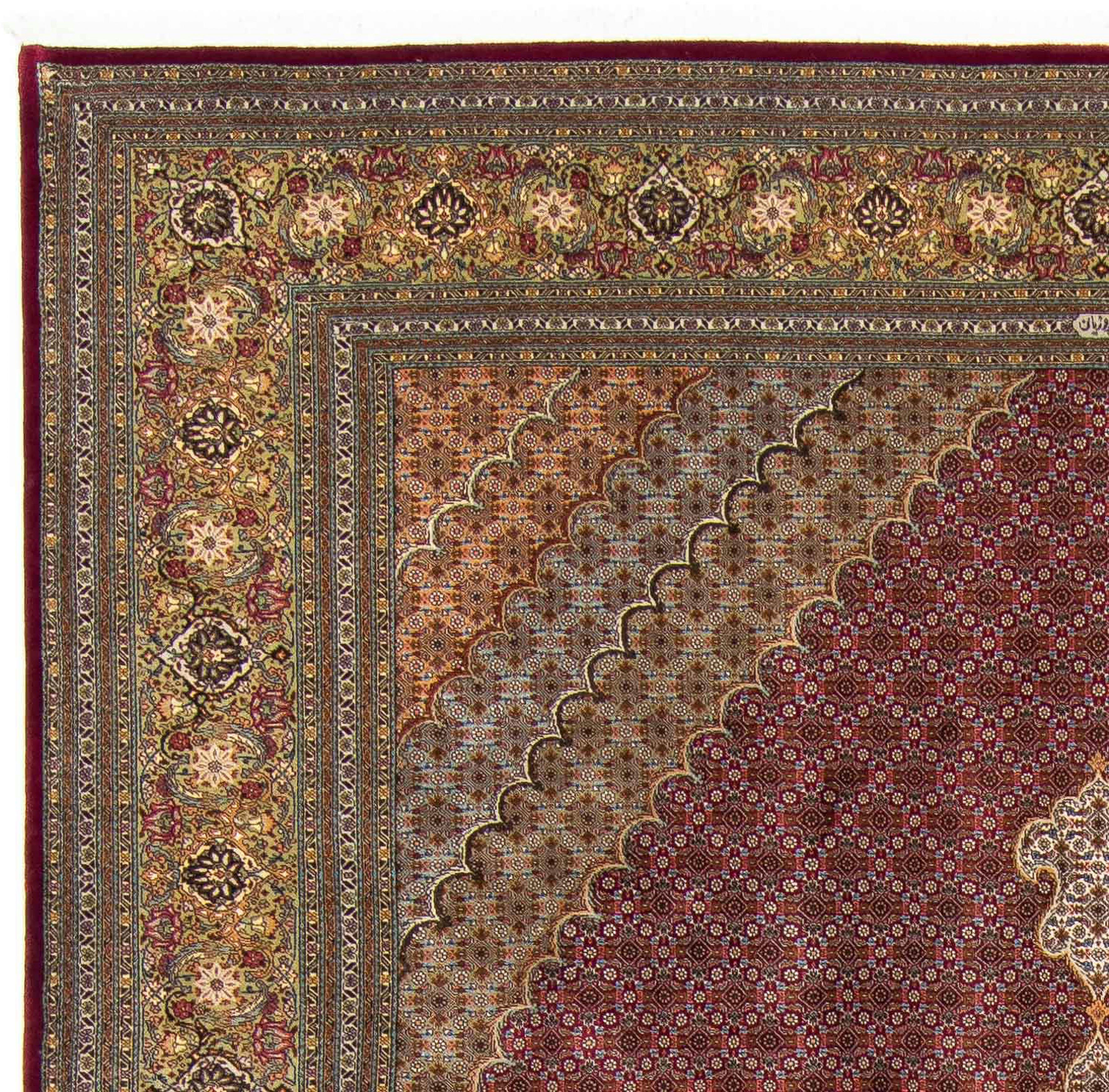 Orientteppich Perser Wohnzimmer, - - cm x Einzelstück Handgeknüpft, dunkelrot, 253 mm, Täbriz Höhe: mit 346 morgenland, - rechteckig, 10 Zertifikat