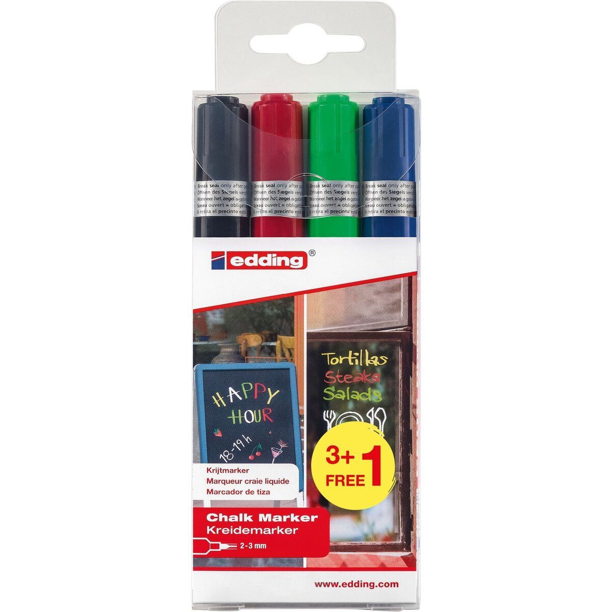 edding Filzstift Kreidemarker edding 4096 VE=4 Stück sortiert