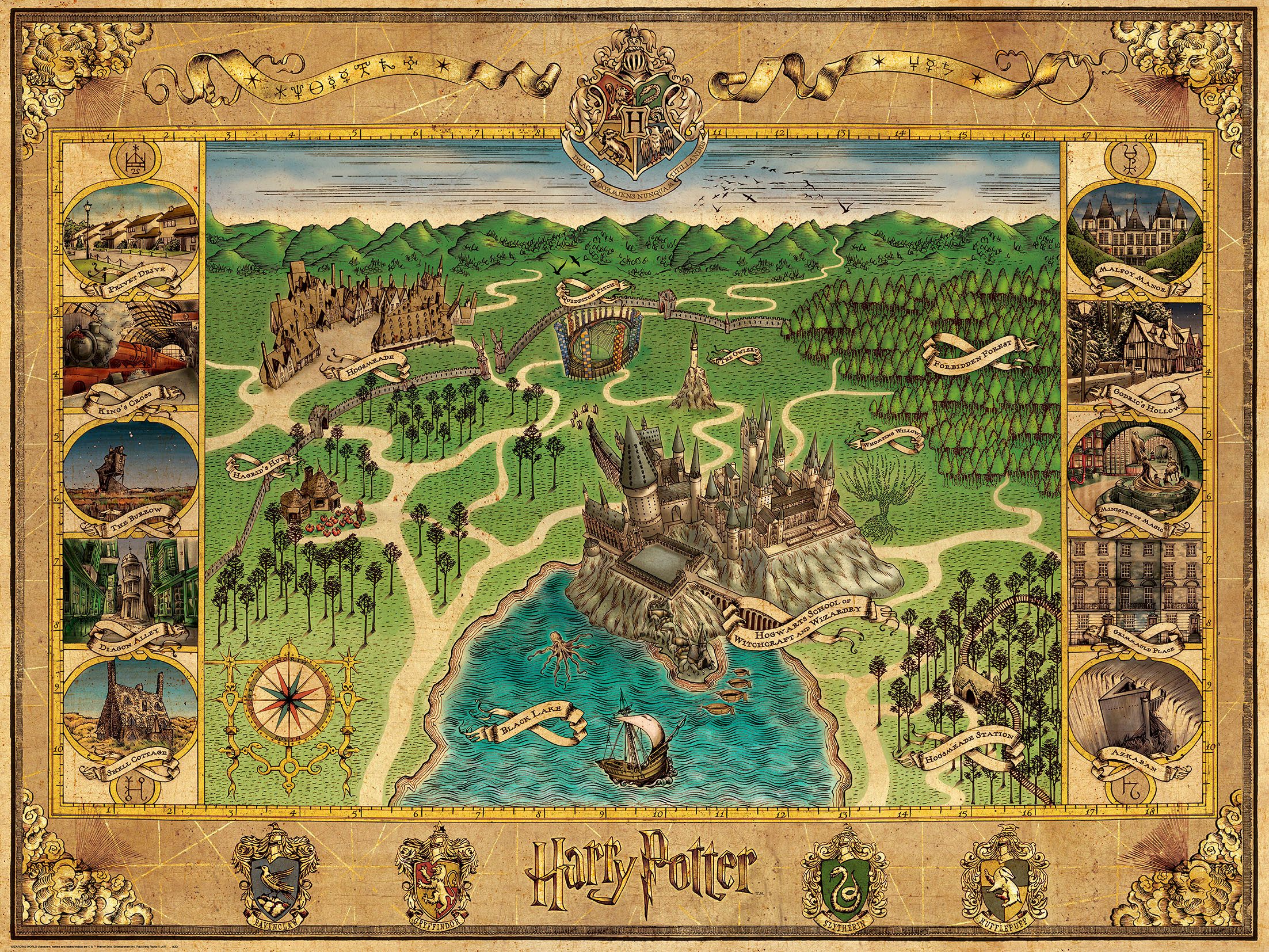 Ravensburger Puzzle Harry Potter Hogwarts Karte, 1500 Puzzleteile, Made in günstig online kaufen