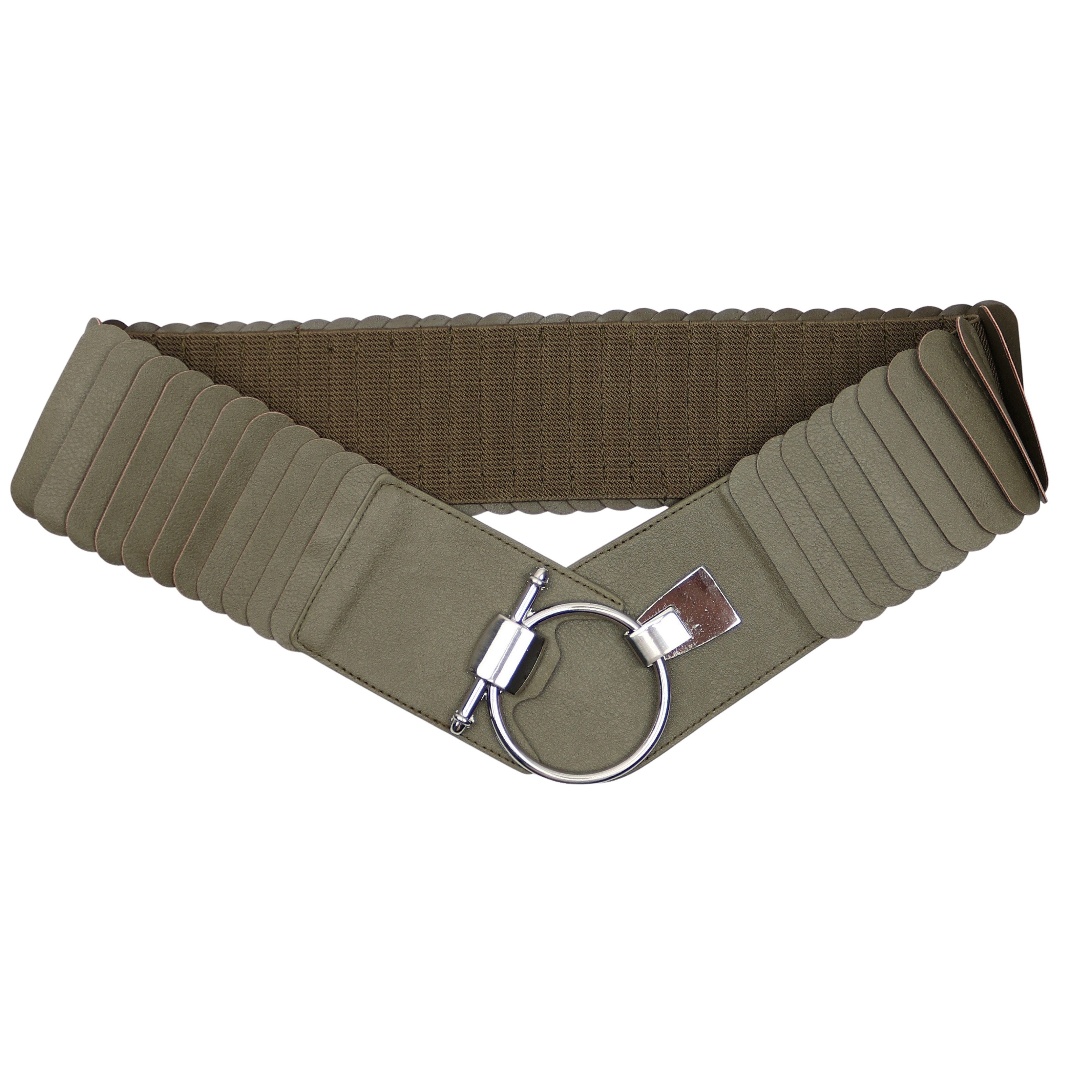MIRROSI Taillengürtel Leo Unifarbe breit 8cm für Taillenumfang 85 bis 110cm, ONESIZE (Unifarben, Angenehmes Tragesgefühl, Leopard Muster) Breiter Stretch Gürtel