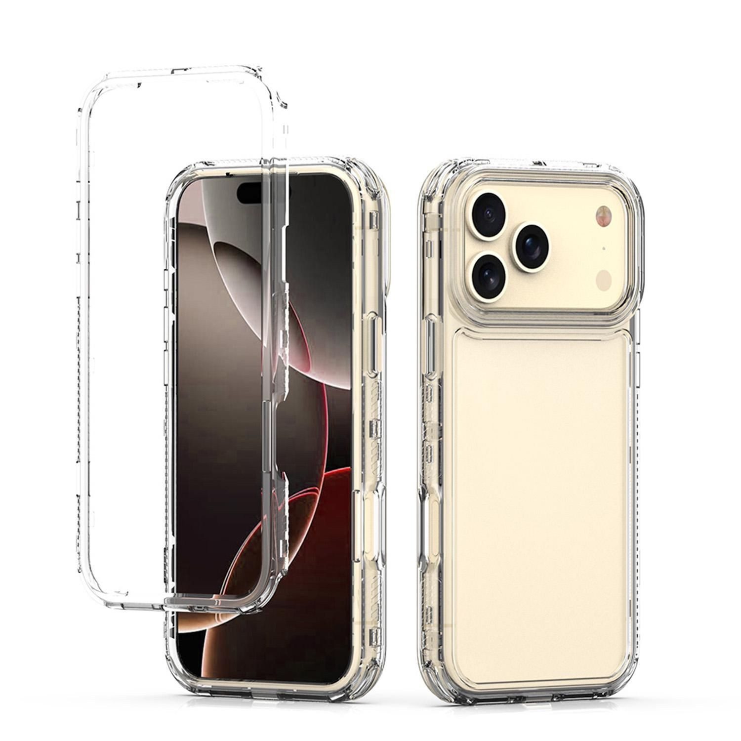 Wigento Handyhülle Für Apple iPhone 17 Pro Max TPU Acryl Hybrid Schutz Hülle Transparent, Hybrid Hülle mit verstärktem Kantenschutz – Bild 2 von 5
