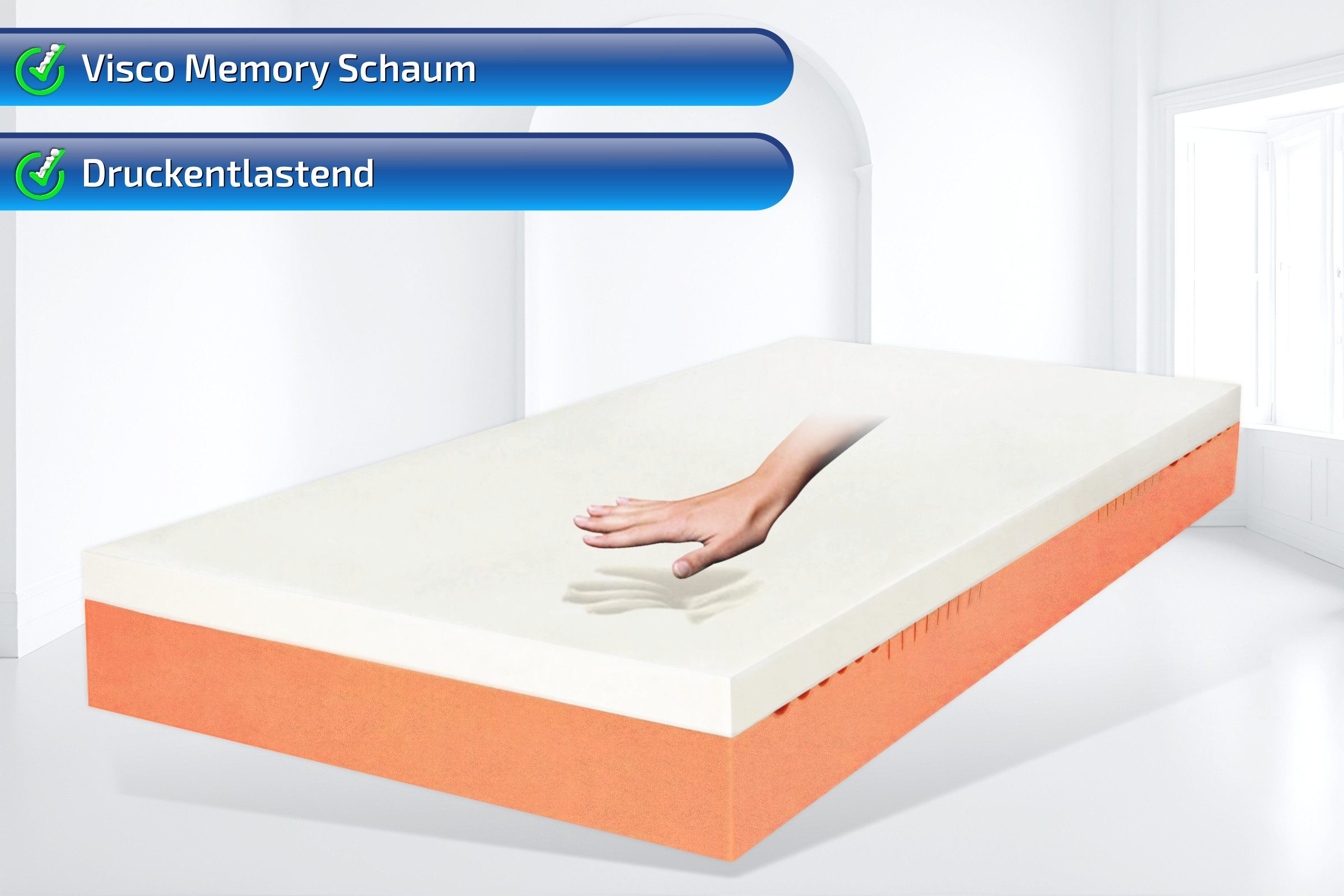 Visco-Matratze TM Viscomaxx 700, 20cm hoch Klimaband Top Modell mit 7 Zonen Stützkern, Matratzen Perfekt, 20 cm hoch, Matratze mit Viscokern, 6cm plus 14cm Kaltschaum Stützkern in 7 Zonen
