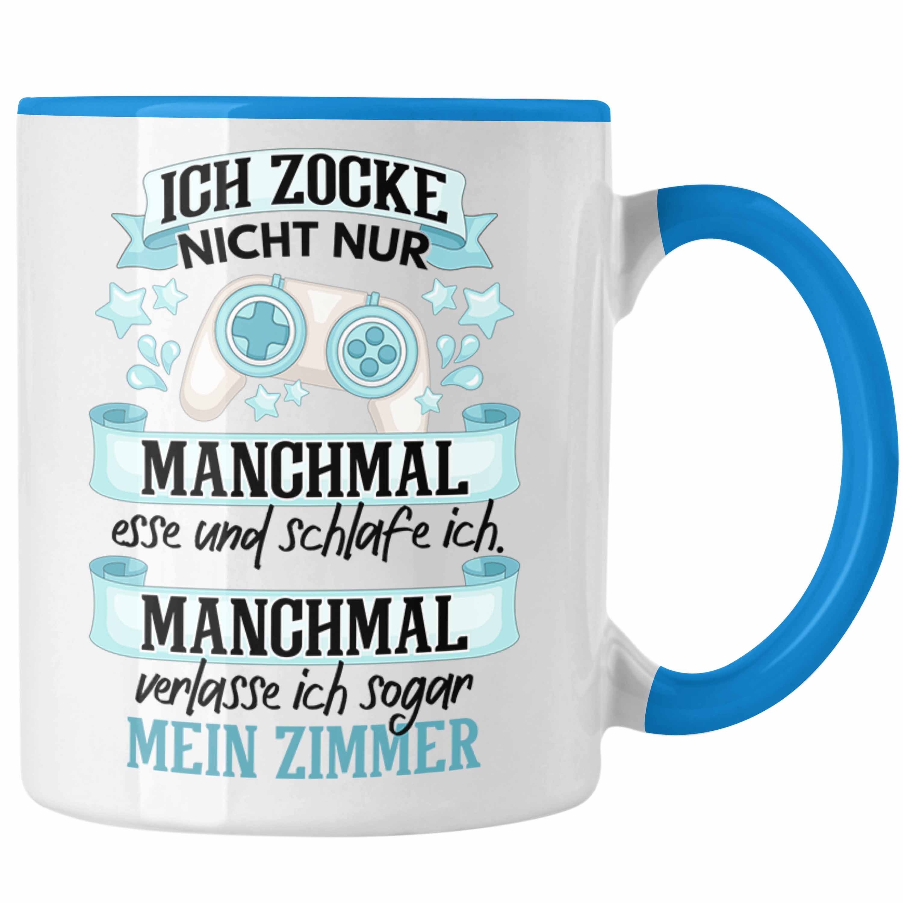 Trendation Tasse PC - Kaffeetasse Geschenk Lustige Games Gaming Geschenk Video Tasse Jungs Gaming Zocker Gamer Blau Trendation Spruch