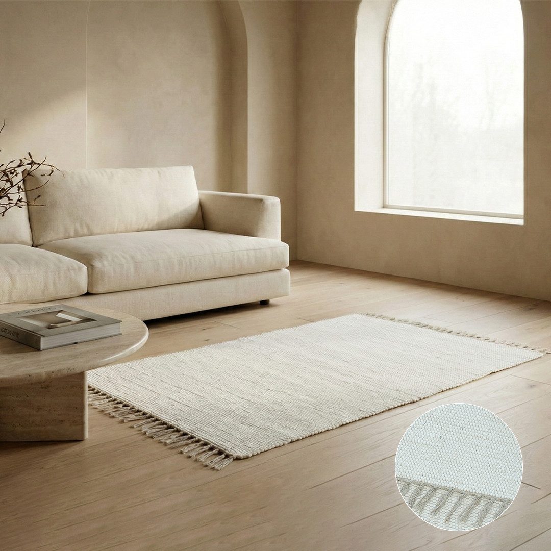 Elegant Floors Teppich Chindi Weiß, rechteckig, Höhe: 9 mm, handgewebt, Rechteckig, Höhe: 9 mm, Weiche Haptik, pflegeleicht und für Fußbodenheizung geeignet – Bild 3 von 3