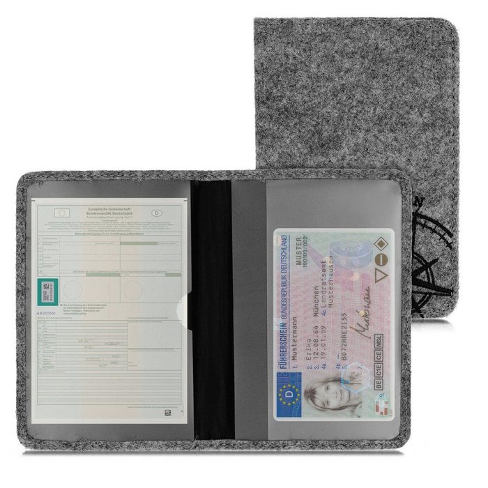 kwmobile Sleeve Fahrzeugschein Hülle Cover mit Kartenfächern Filz Etui Tasche Zulassungsbescheinigung