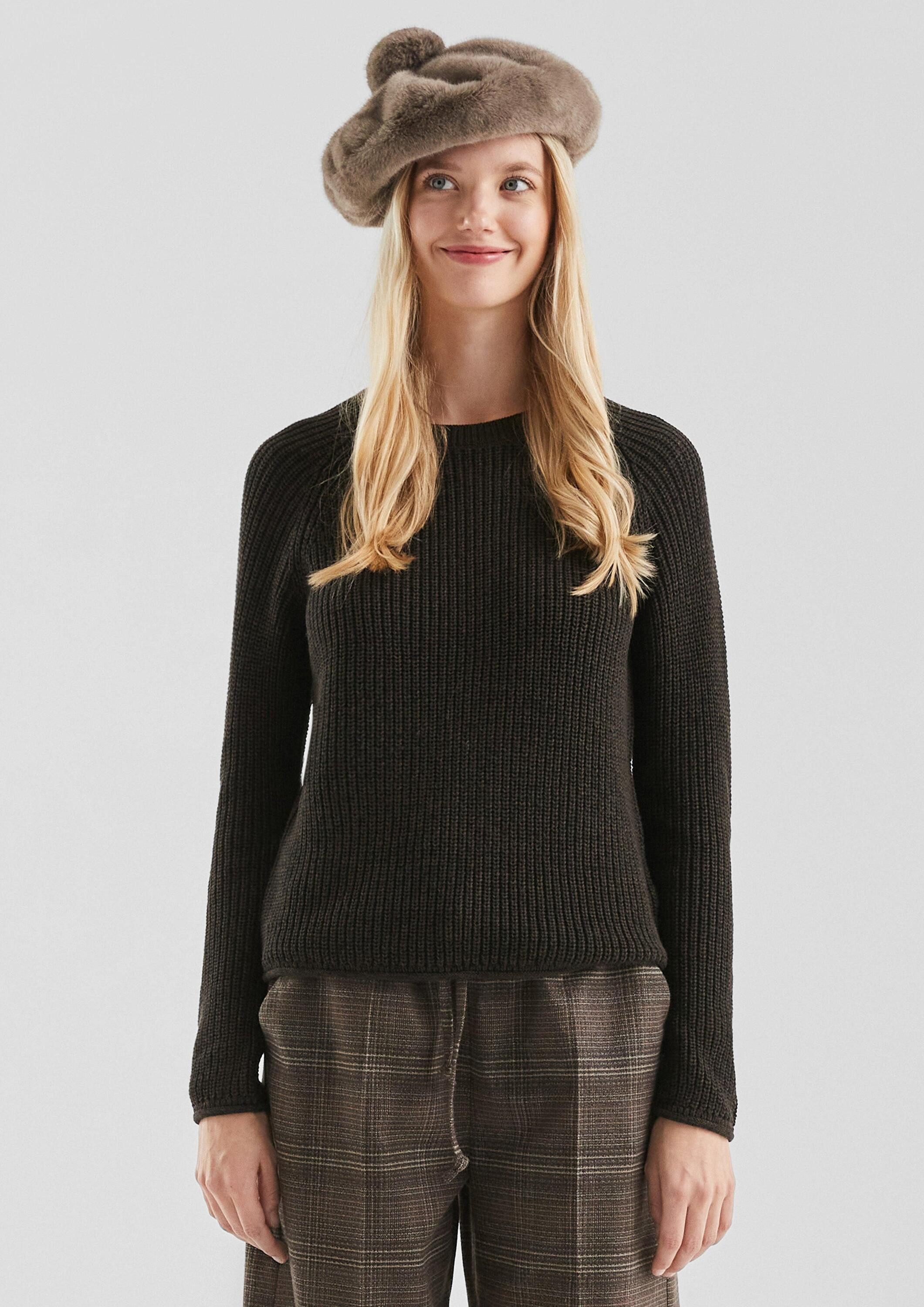 QS Longpullover Strickpullover Melierter Strickpullover mit Raglanärmeln günstig online kaufen