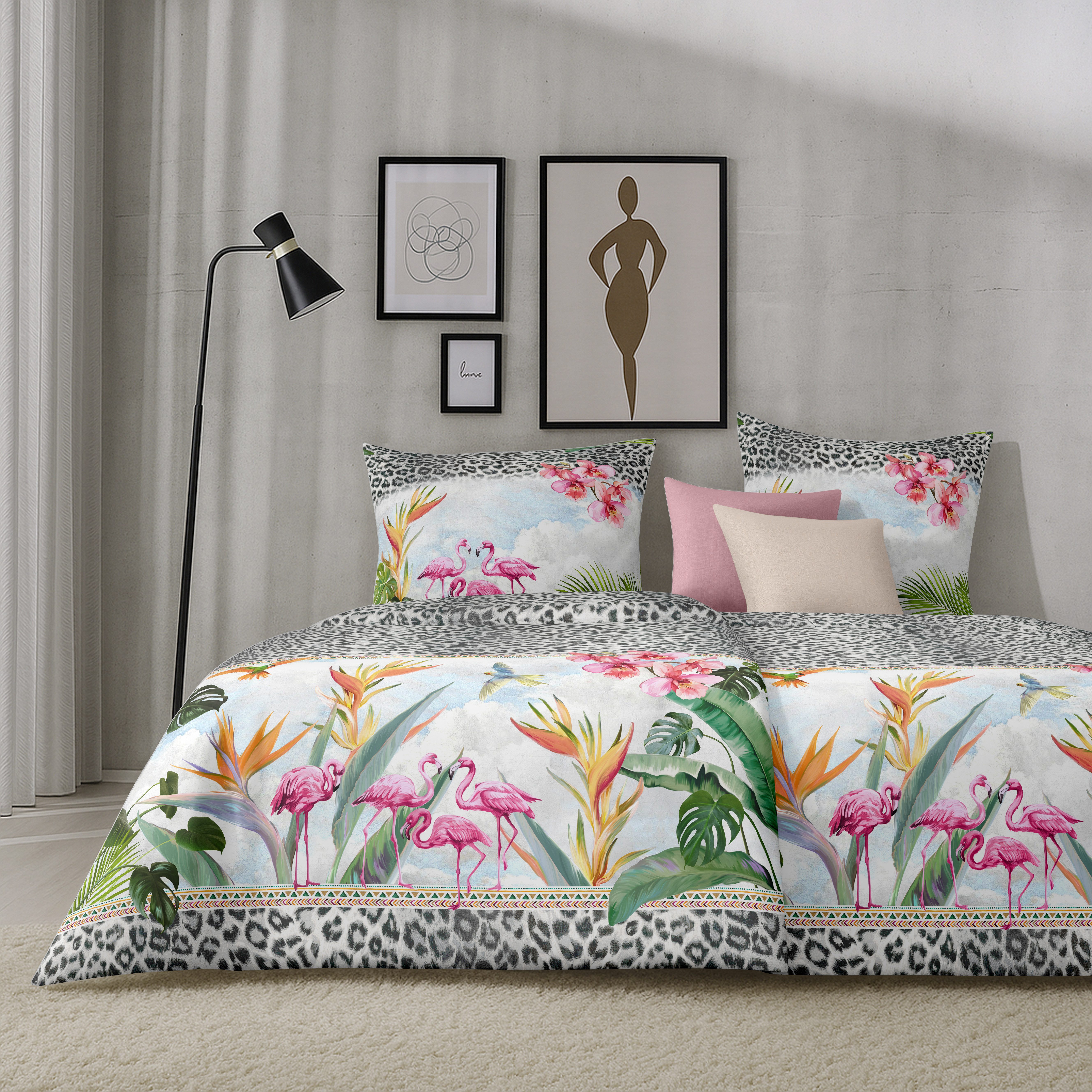 APELT Bettwäsche Paradise, Satin (Bio-Baumwolle), 2 teilig, Bettwäsche-Set mit Reißverschluss, Baumwoll-Satin, Digitaldruck