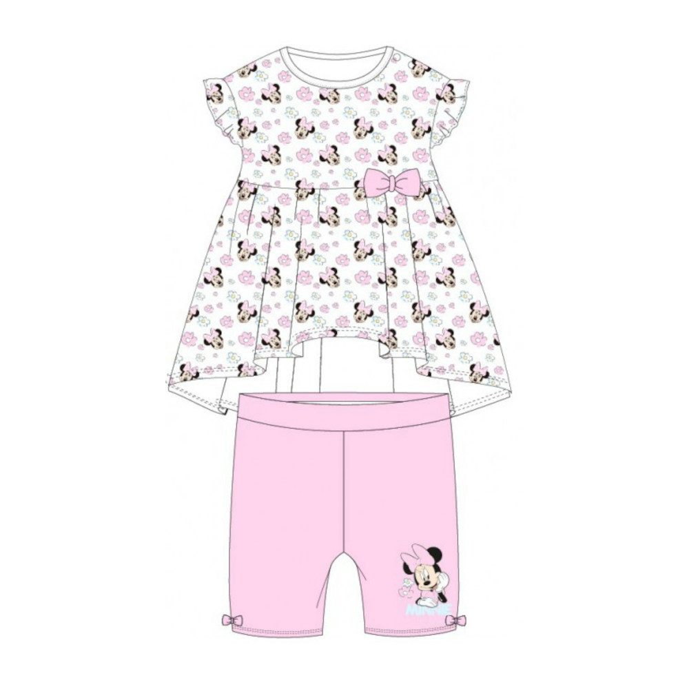 Shirt & Hose Baby- Set: "Minnie Mouse im Blumenfeld " Kleid & kurze Hose, Größen