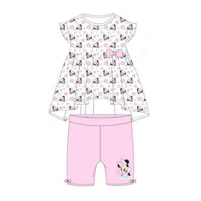Disney Baby Shirt & Hose Baby- Set: "Minnie Mouse im Blumenfeld " Kleid & kurze Hose, Größen (Set, 2-tlg)