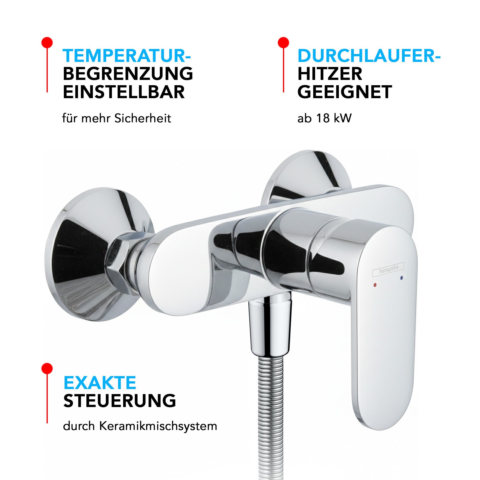 hansgrohe Duscharmatur Vernis Blend Einhebelmischer Set mit Aloni Handbrause und Regendusche (Spar-Set) Aufputz Wandmontage, Armatur in chrom oder schwarz matt